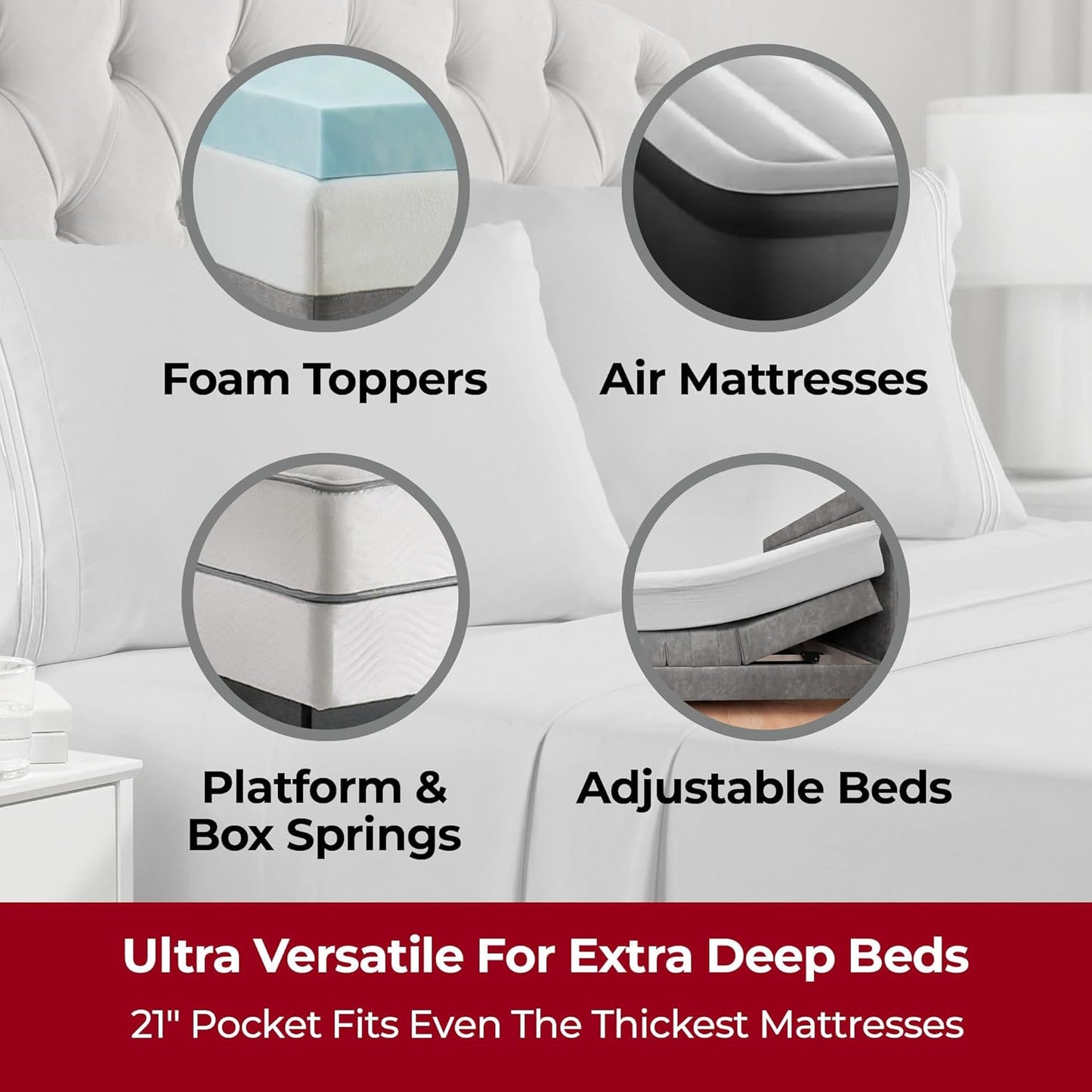 Mellanni Extra Deep Full Sheets - 4 PC Iconic Collection Bedding - Hotel Luxury, Ultra Soft, Cooling Bed Sheets - Wrinkle, Fade, Stain Resistant (Full, Light Gray)