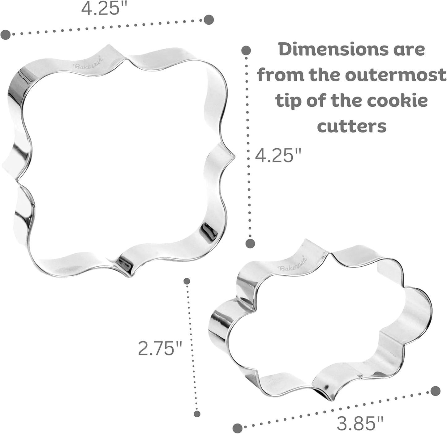 Bakerpan Stainless Steel Plaque Cookie Cutters Shapes, Frame Cookie Cutters for Baking - Set of 2