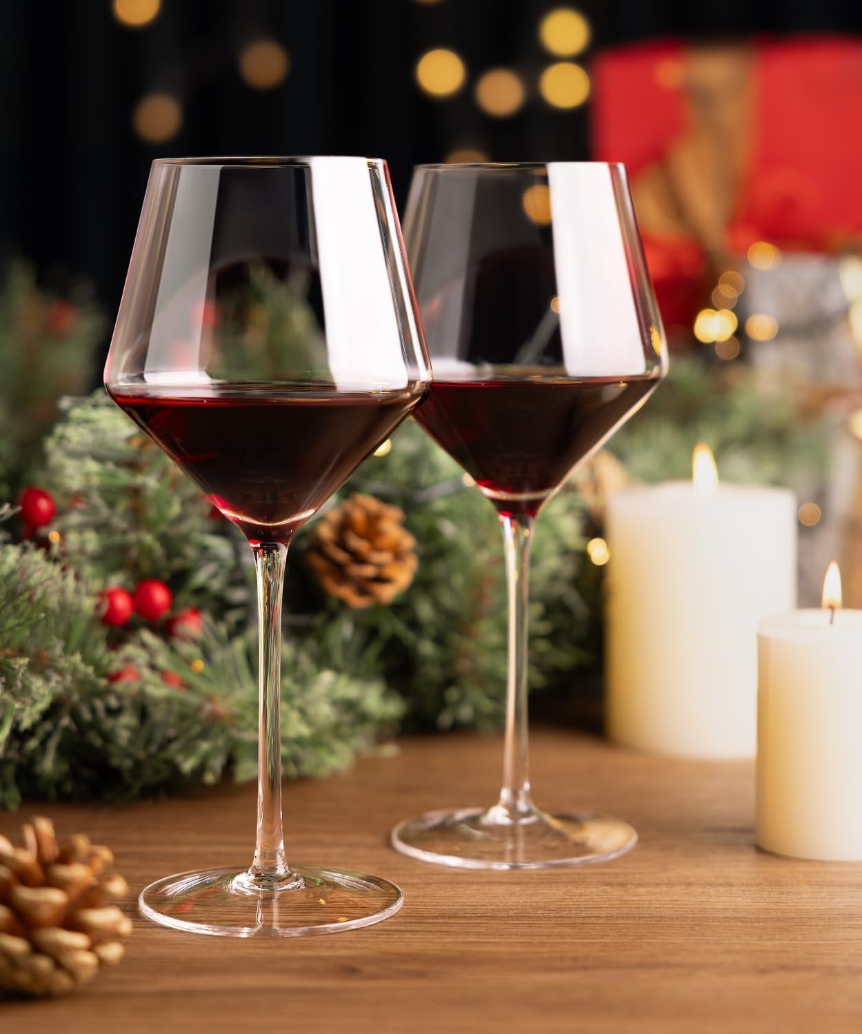 LUNA & MANTHA Red Wine Glasses Set of 6, Hand Blown Burgundy Glasses, Ultra thin,Light for Best Wine Tasting,18 OZ Perfect Gifts for Valentine's Day, Anniversary