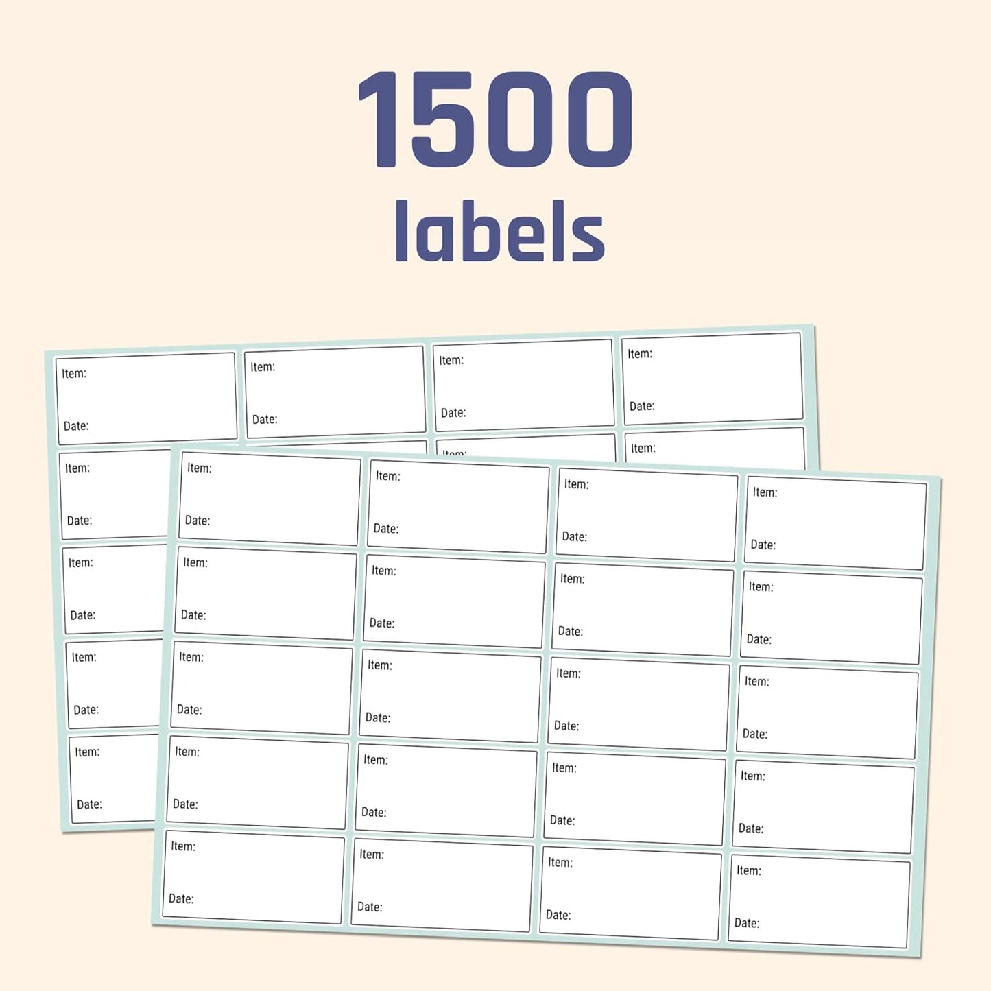 1500 Pack, 2" x 1", Removable Food Storage Freezer Date Labels Stickers