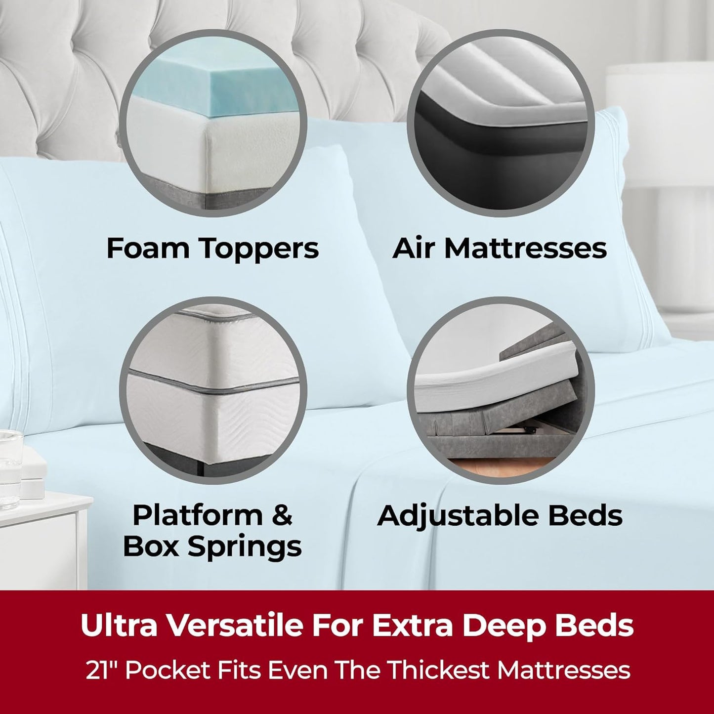 Mellanni Extra Deep Queen Sheets - 4 PC Iconic Collection Bedding - Hotel Luxury, Ultra Soft, Cooling Bed Sheets - Wrinkle, Fade, Stain Resistant (Queen, Aqua)