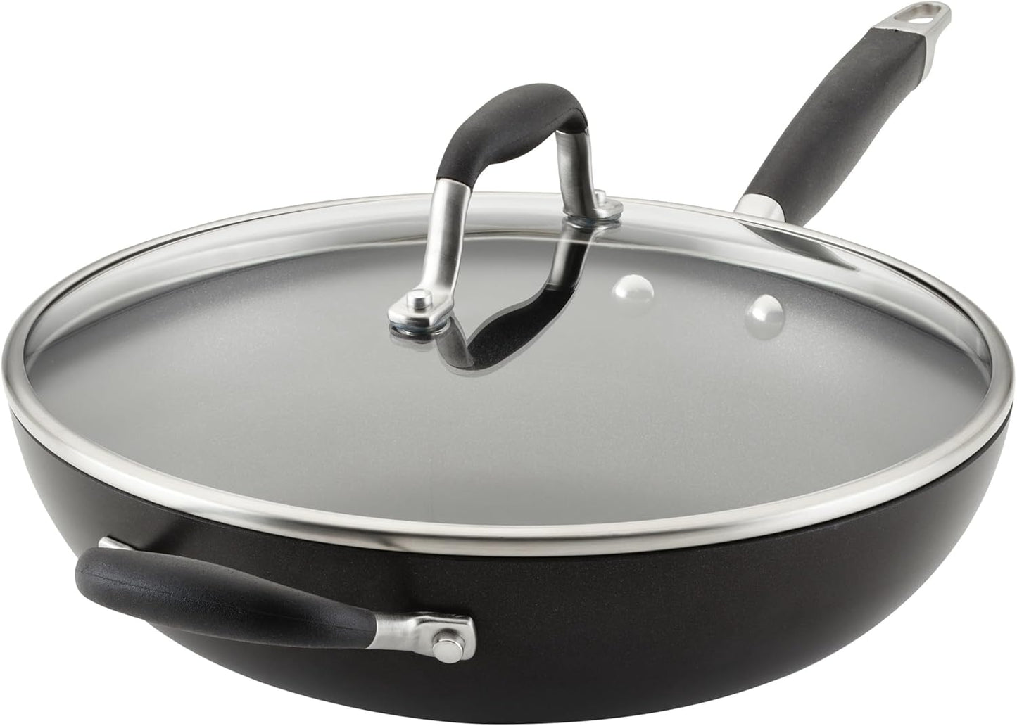 Anolon Advanced Home Hard Anodized Nonstick Deep Frying Pan/Skillet with Lid, 12 Inch, Onyx