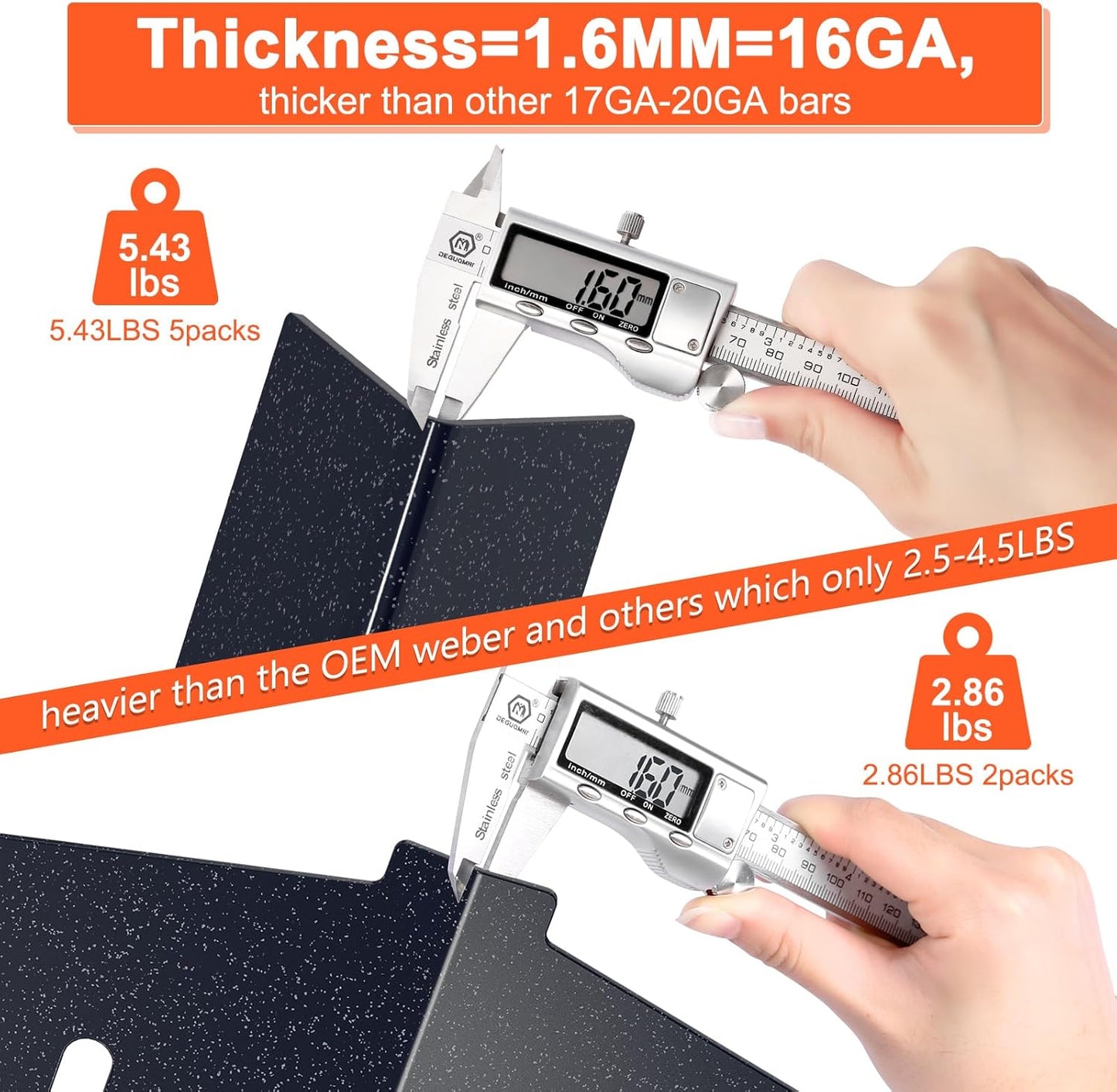 Genesis Grill Parts for Weber Genesis 300 Grills with Front Control Knob, Genesis E310 S310 E/S320 E/S330, Grill Grates 7524 7528, Flavorizer Bars & Heat Deflectors for Weber 7621 7620 65505