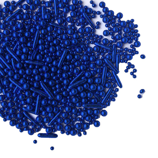 Sprinkles Blue Pearl Sugar Candy Mix Size Baking Cake Decorations Cupcake Toppers Celebrations Shaker Jar Wedding Shower Party (120g/4.2oz）