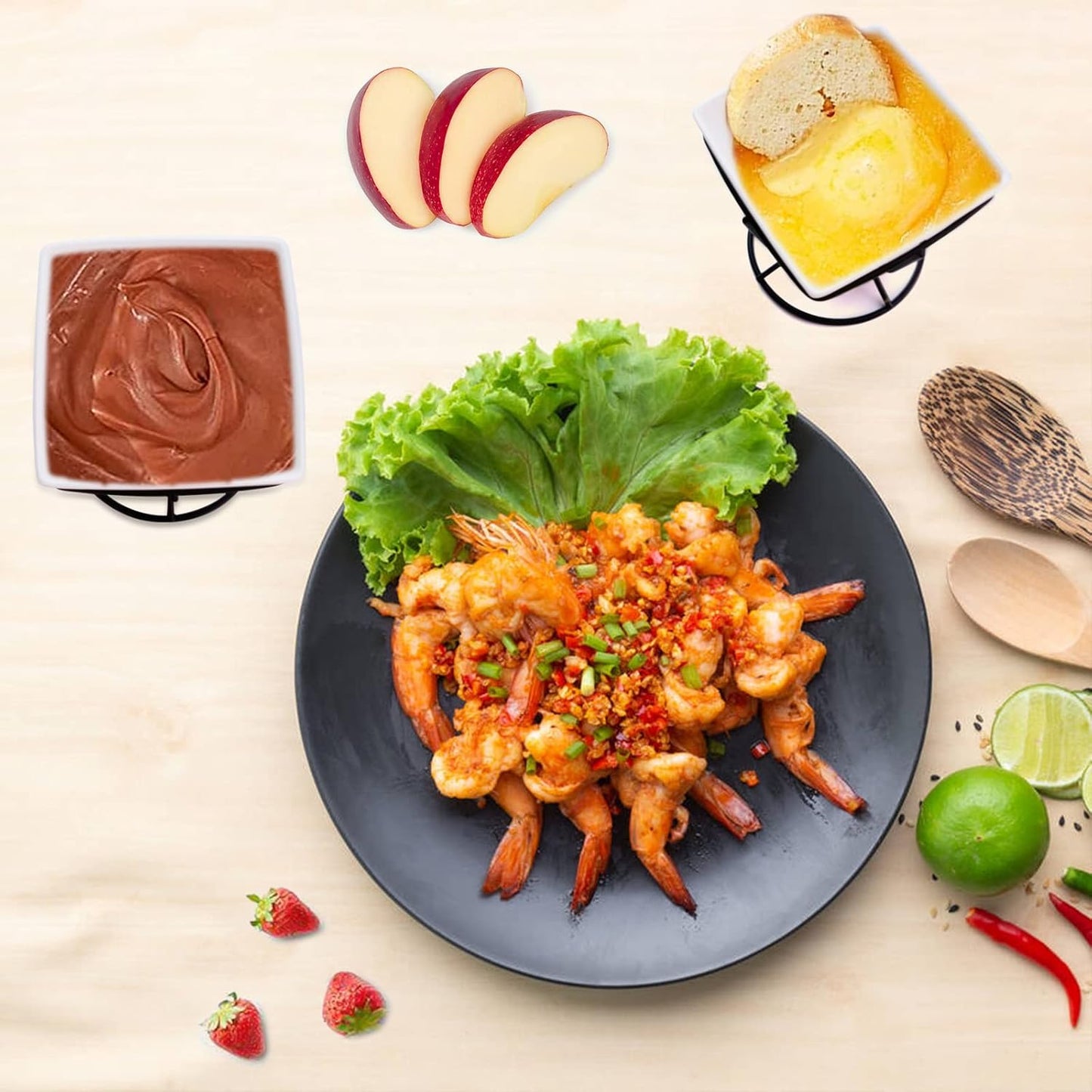 Luvan 7oz Butter Warmers for Seafood with 20 Tealight,4Pcs Ceramic Butter Warmers Set for Chocolate Butter Cheese,Ceramic Bowl Oven Microware Dishwasher Safe,Perfect for family dip Fruit,Dessert,Snack