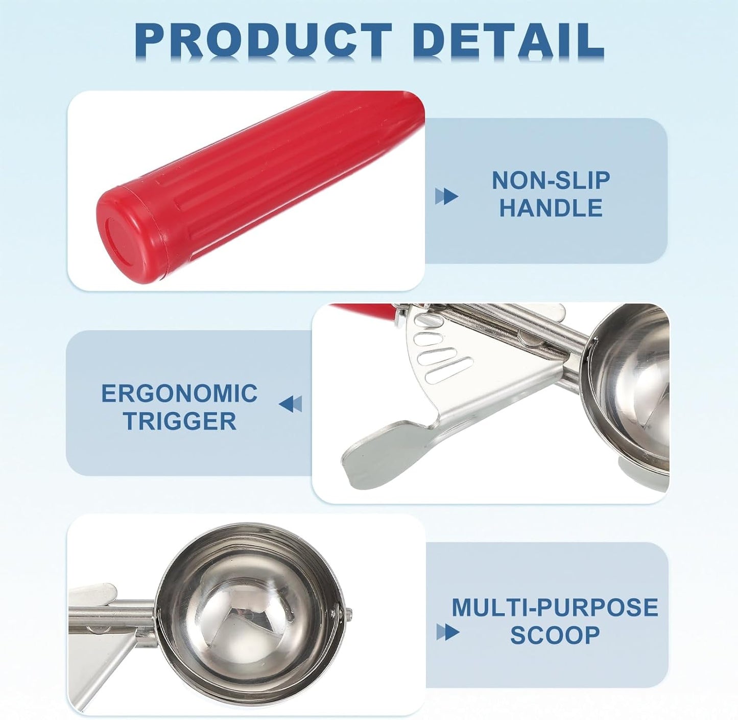 uxcell 2 Pcs Cookie Scoops, Ice Cream Scoop with Trigger for Baking Cookie Dough Rice Pudding Kitchen Gadget, Red, Purple