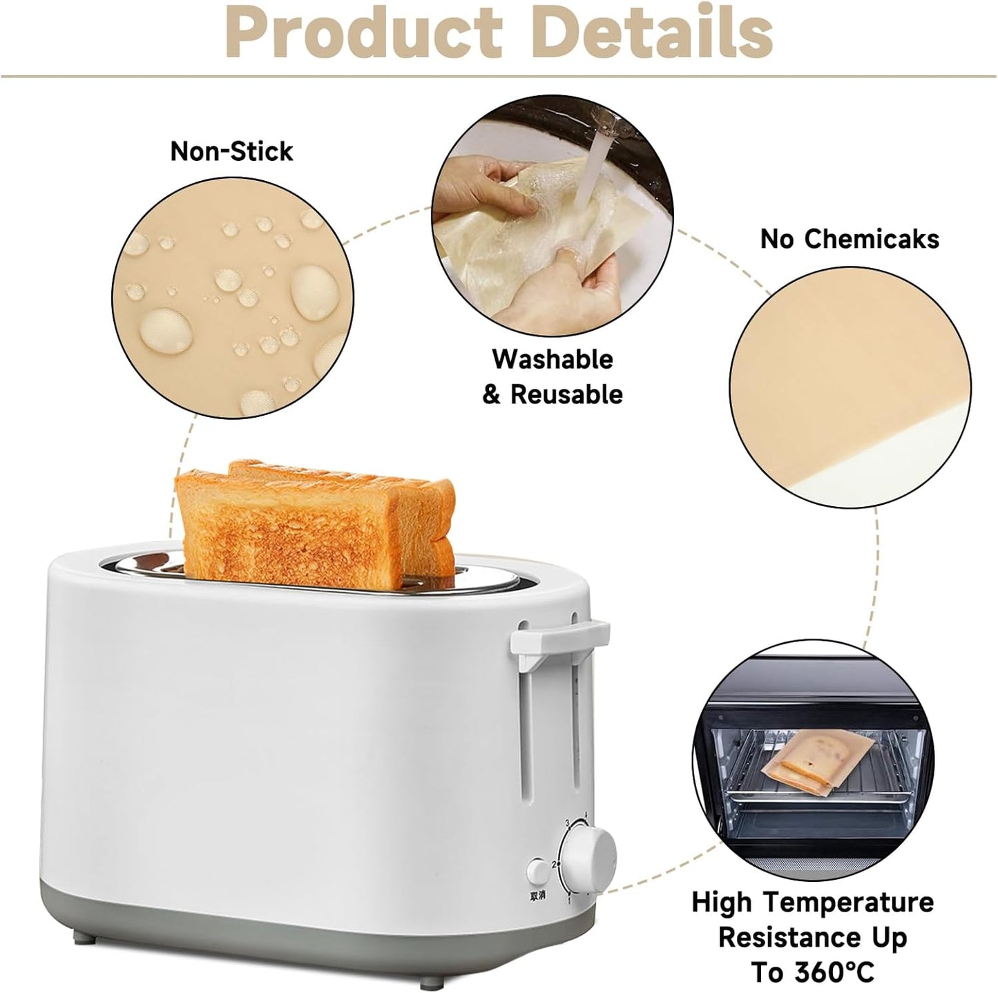 QTLCOHD 24 Pack Toaster Bags, Reusable Nonstick Toaster Grilled Cheese Bags Sleeves, Fiberglass Heat Resistant Sandwich Bag for Snacks Bread