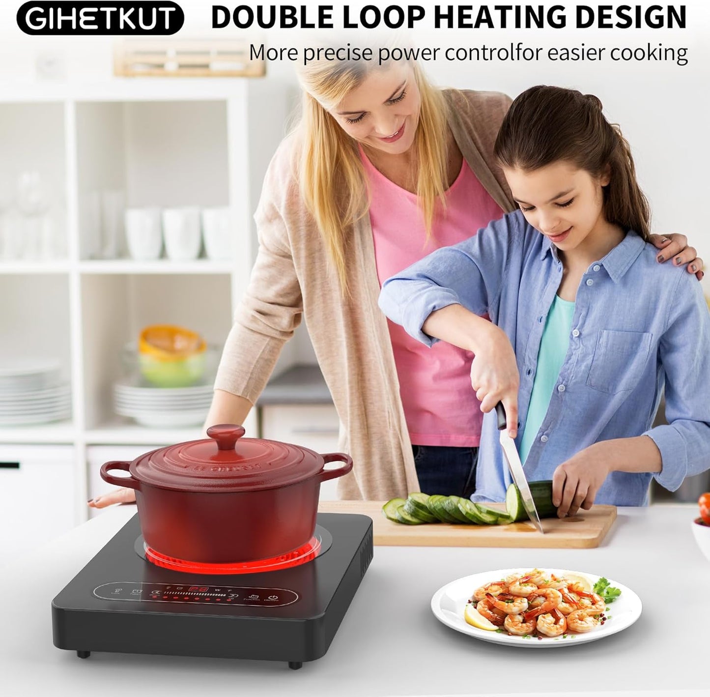 Single Burner Electric Cooktop,110V 1800W Electric Stove Top with LED Touch Control,10 Power Levels, Timer, Safety Lock,Portable cooktop