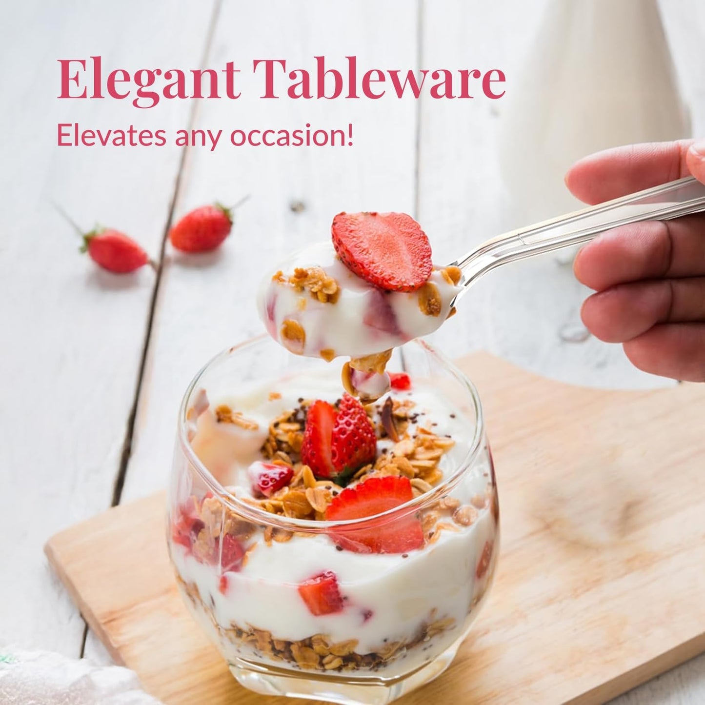 Prestee 500 Clear Plastic Spoons - 6 Inch Disposable Spoon Bulk Pack - Heavy Duty Cutlery for Events - Clear Plastic Spoons 500 Count - Disposable Silverware for Parties and Gatherings