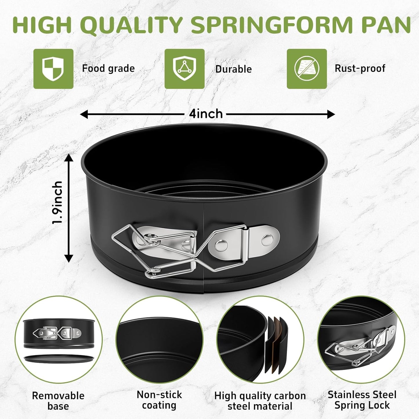 4 Inch Mini Springform Pan, Non-stick Cheesecake Pan, Spring Form Pans for Baking, Springform Pans with Removable Bottom, Round Cake Pans, Small Cake Mold for Mini Cheesecake Pizza