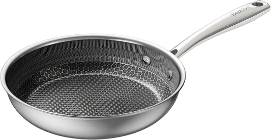 Redchef Non Stick Frying Pans, Hybrid Ceramic Frying Pan, Nonstick Skillet with Stay-Cool Handle, Non Toxic, PFAS PFOA & PTFE Free, Dishwasher & Oven Safe, Compatible All Cooktops (Black, 8 inch)