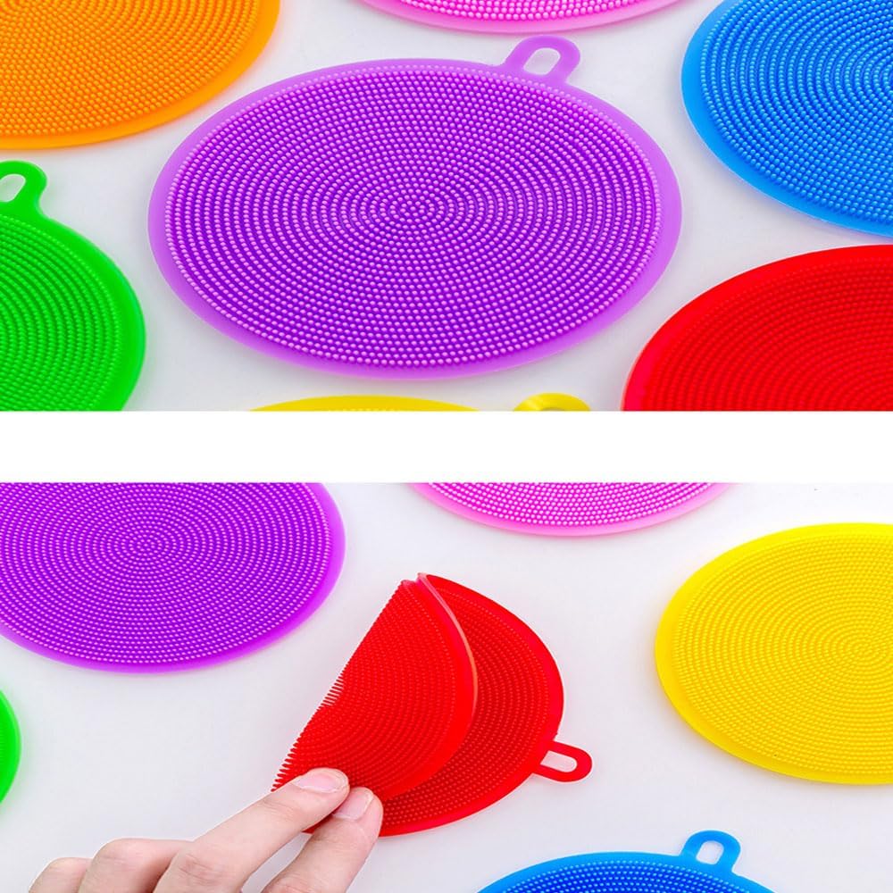 7 PCS Silicone Dish Scrubber, Kitchen Sponges, Silicone Sponge,Dish Brush, Dish sponges, Silicone Sponge Dish Sponges, Kitchen Sponge Double Sided Cleaning Sponges (yellow)