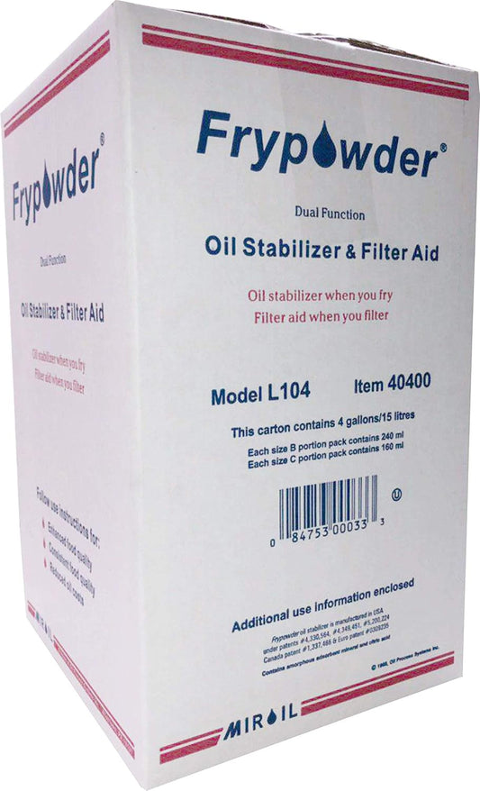 MirOil L104 Fry Powder Oil Stabilizer and Filter Aid, Case of 4 Gallons of Fry Powder, Remove Fryer Oil Contaminant, Reduce Grease Usage, Deep Fryer Cooking Grease Saver, Saves & Remove Carbon Deposit