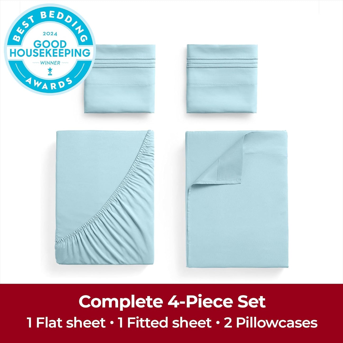 Mellanni Extra Deep California King Sheets - 4 PC Iconic Collection Bedding - Hotel Luxury, Ultra Soft, Cooling Bed Sheets - Wrinkle, Fade, Stain Resistant (Cal King, Aqua)