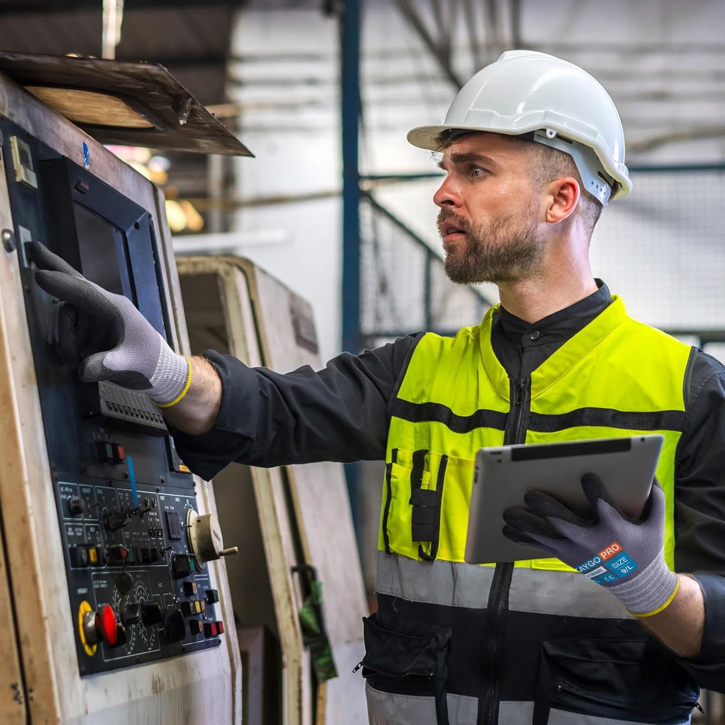 KAYGO Safety Work Gloves MicroFoam Nitrile Coated-12 Pairs KG18NB,Seamless Knit Nylon Glove with full fingers Touchscreen, Ideal for General Purpose,Automotive,Home Improvement, Black,M