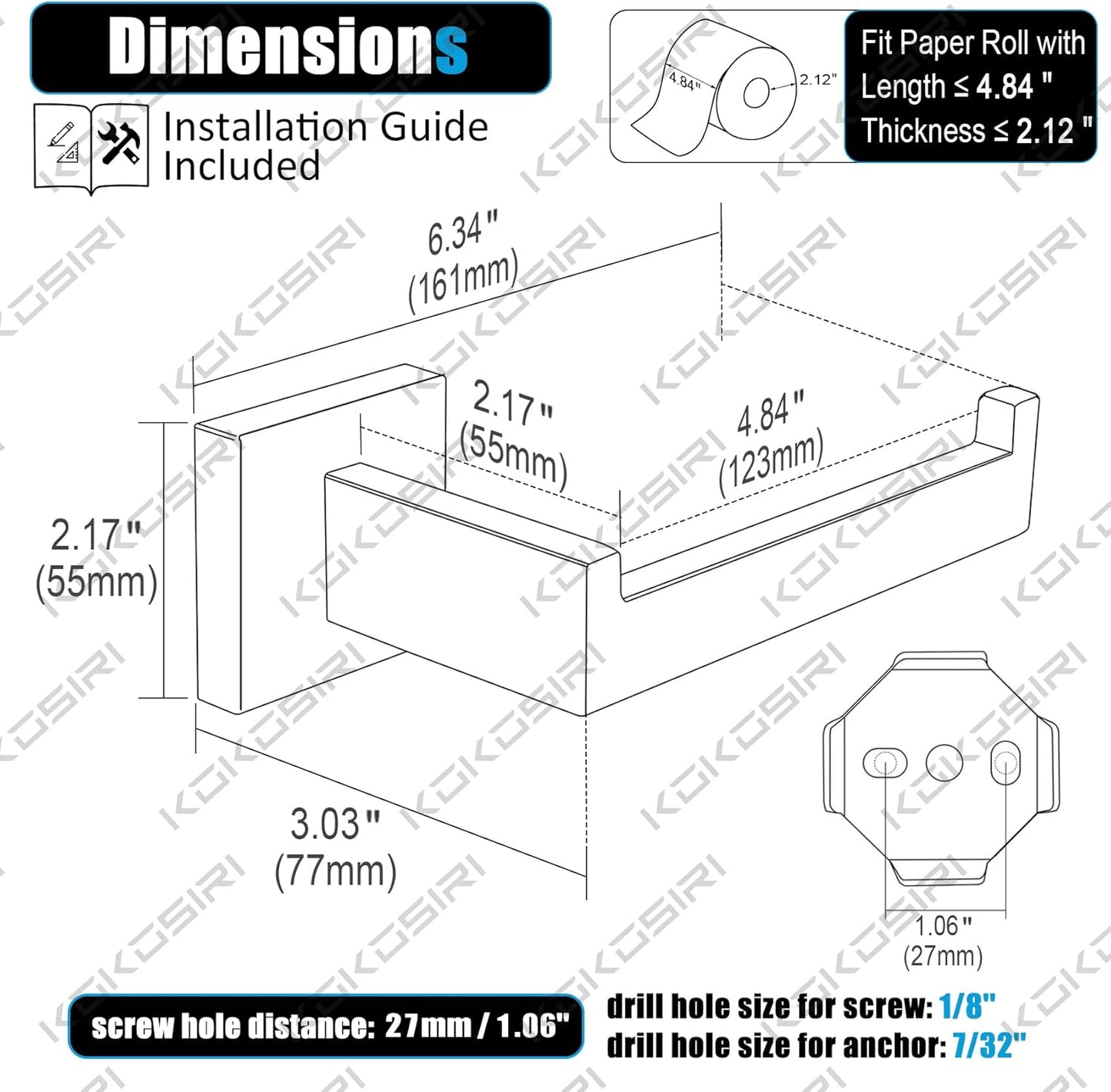 KOKOSIRI Toilet Paper Holder Chrome Toilet Roll Holder for Bathroom Kitchen Washroom T-304 Polished Stainless Steel Wall Mounted, 2 Pack, B2003CH-P2