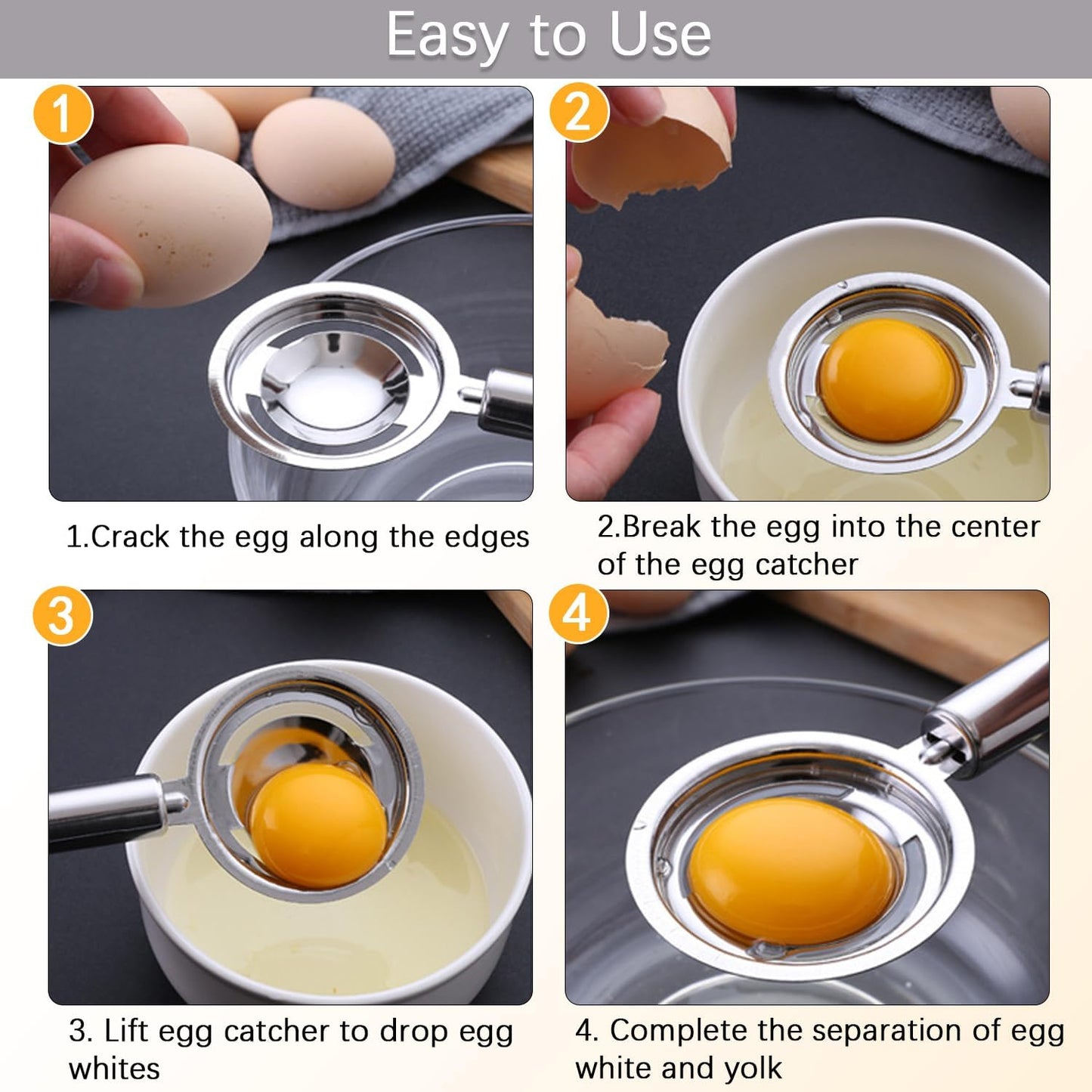 Egg Separator,Stainless Steel Egg Yolk White Separation Tool