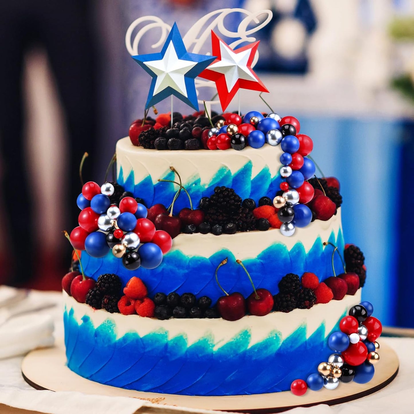 108 Pcs Balls Cake Topper DIY Cupcake Insert Foam Balloons for Cake Baking Wedding Anniversary Birthday Decoration(Blue, Red, Black,Multi Sizes)