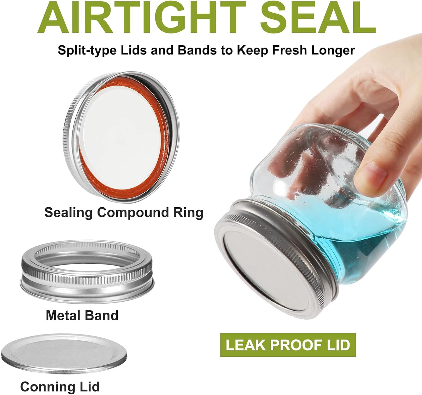 Betrome 8 oz Mason Jars, 24 Pack 240ml Glass Canning Jars with Regular Mouth Lids, Glass Storage Containers for Overnight Oats, Jam, Jelly, Honey, Beans, Spice, Wedding Party Favor, Shower Favor