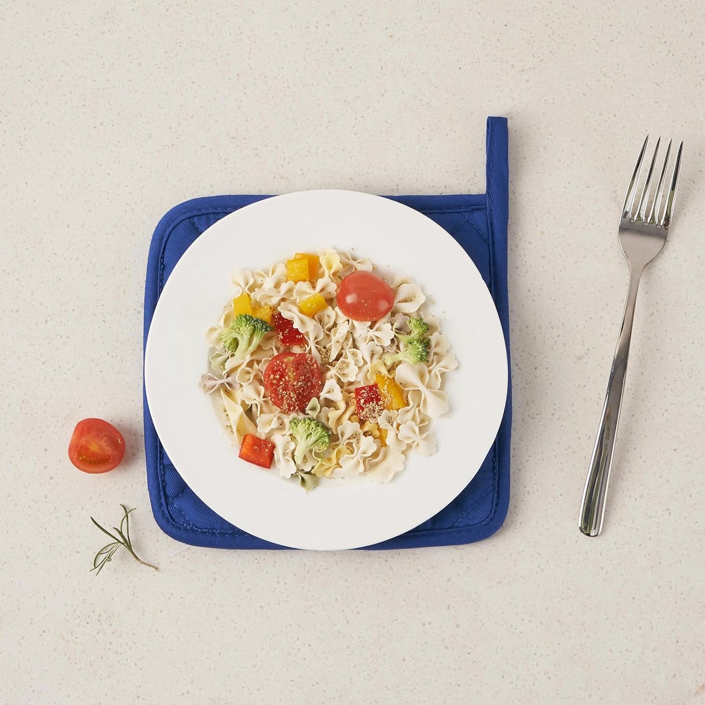 Kitchen Pot Holders Set Heat Resistant Pure Cotton Potholders Kit Trivets Large Coasters Hot Pads Terry Pot Holders for Everyday Cooking and Baking by 7 x 7 Inch Set of 6 Blue