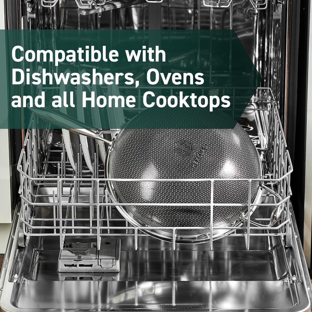 HexClad Hybrid Nonstick 12-Inch Wok, Stay-Cool Handle, Dishwasher-Friendly, Oven-Safe Up to 900°F, Induction Ready, Compatible with All Cooktops