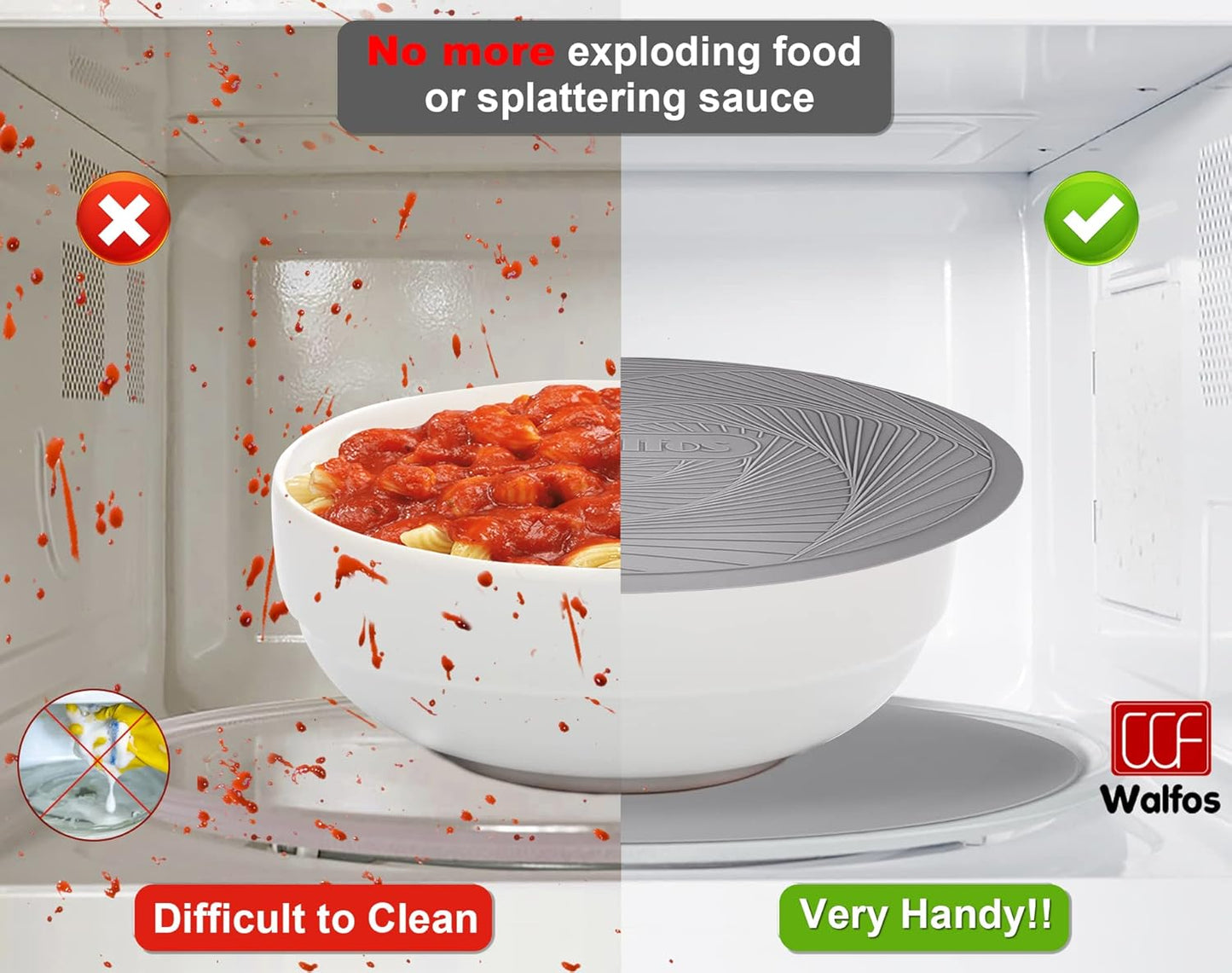 Walfos 12-Inch Silicone Microwave Mat & Pot Holders, Non-Slip Heat Resistant for Oven, Hot Pot, Bowl