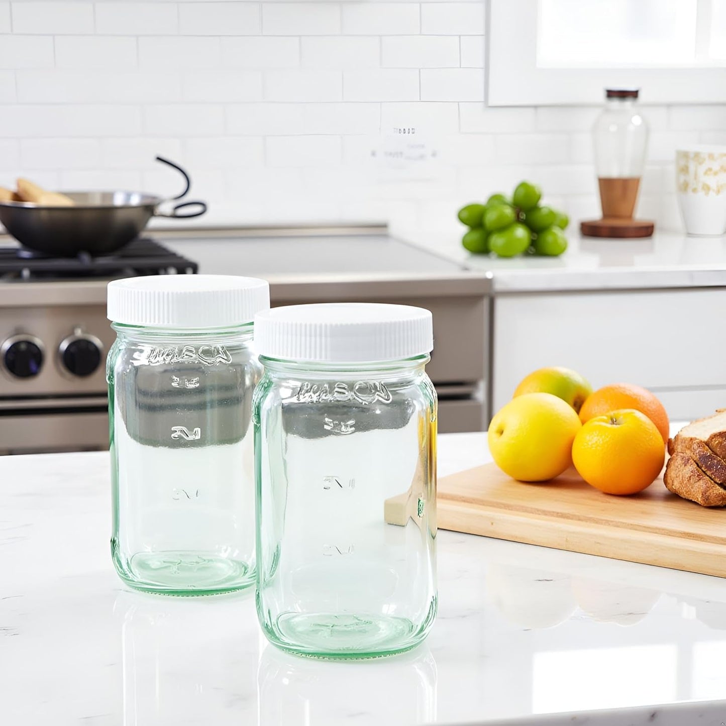JARMING COLLECTIONS 16oz Glass Mason Jars with BPA-Free Plastic Lids – Regular Mouth Pint Mason Drinking and Storage Jars for Kitchen, Pantry, Canning, and Food Storage