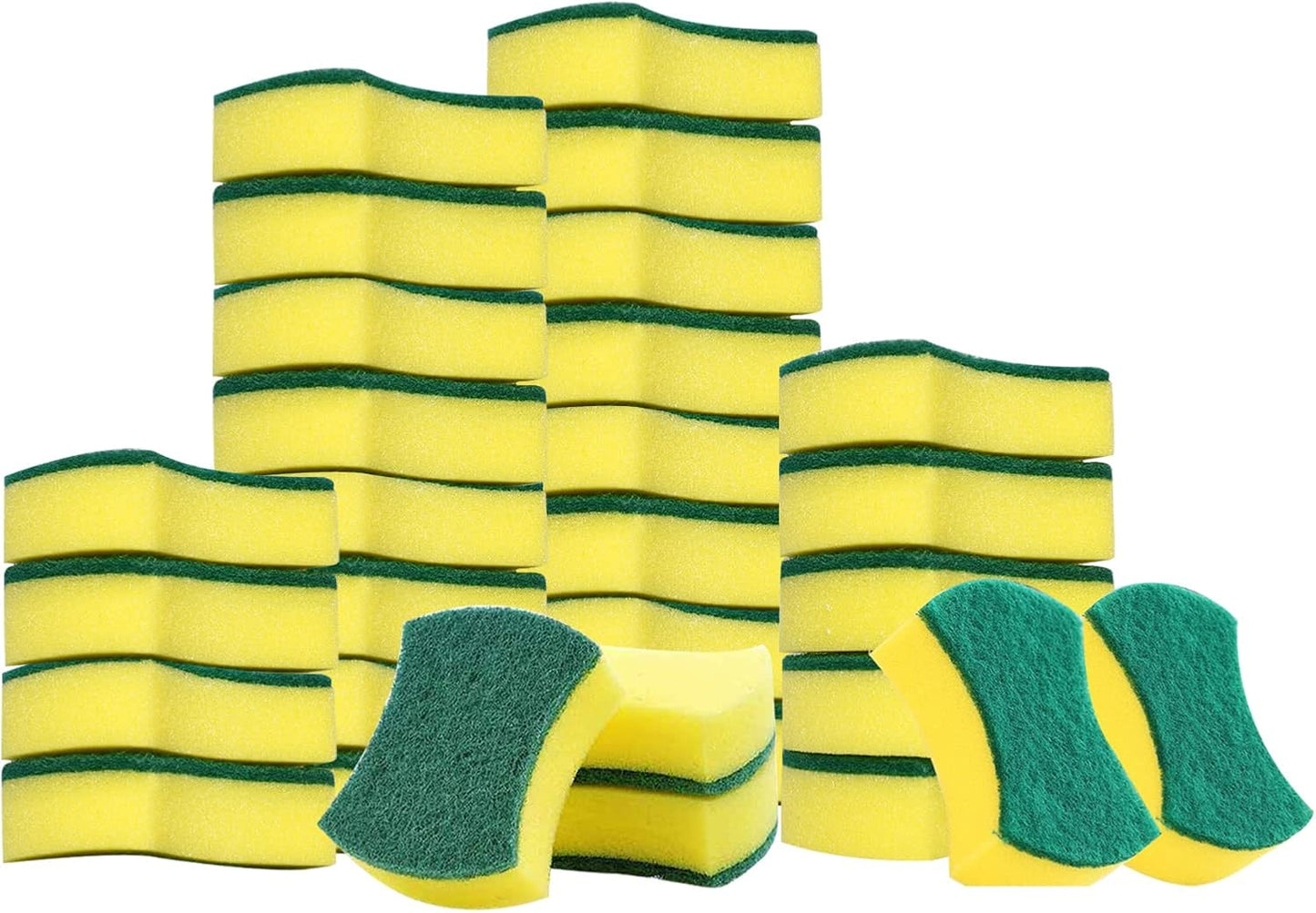 (Pack of 30) Kitchen Sponges Pack,Scrub Daddy sponges,Dish Sponge,Double Face Non-Scratch Scrub Sponge，Super Absorbent Multi-Use Cleaning Sponge,Widely Used in Kitchen, Bathroom, Outdoor