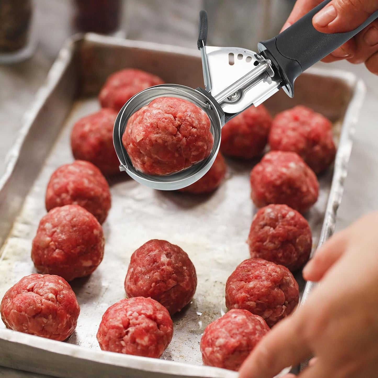 uxcell 2pcs Cookie Scoops, Ice Cream Scoop with Trigger for Baking Cookie Dough Rice Pudding Kitchen Gadget, Pink