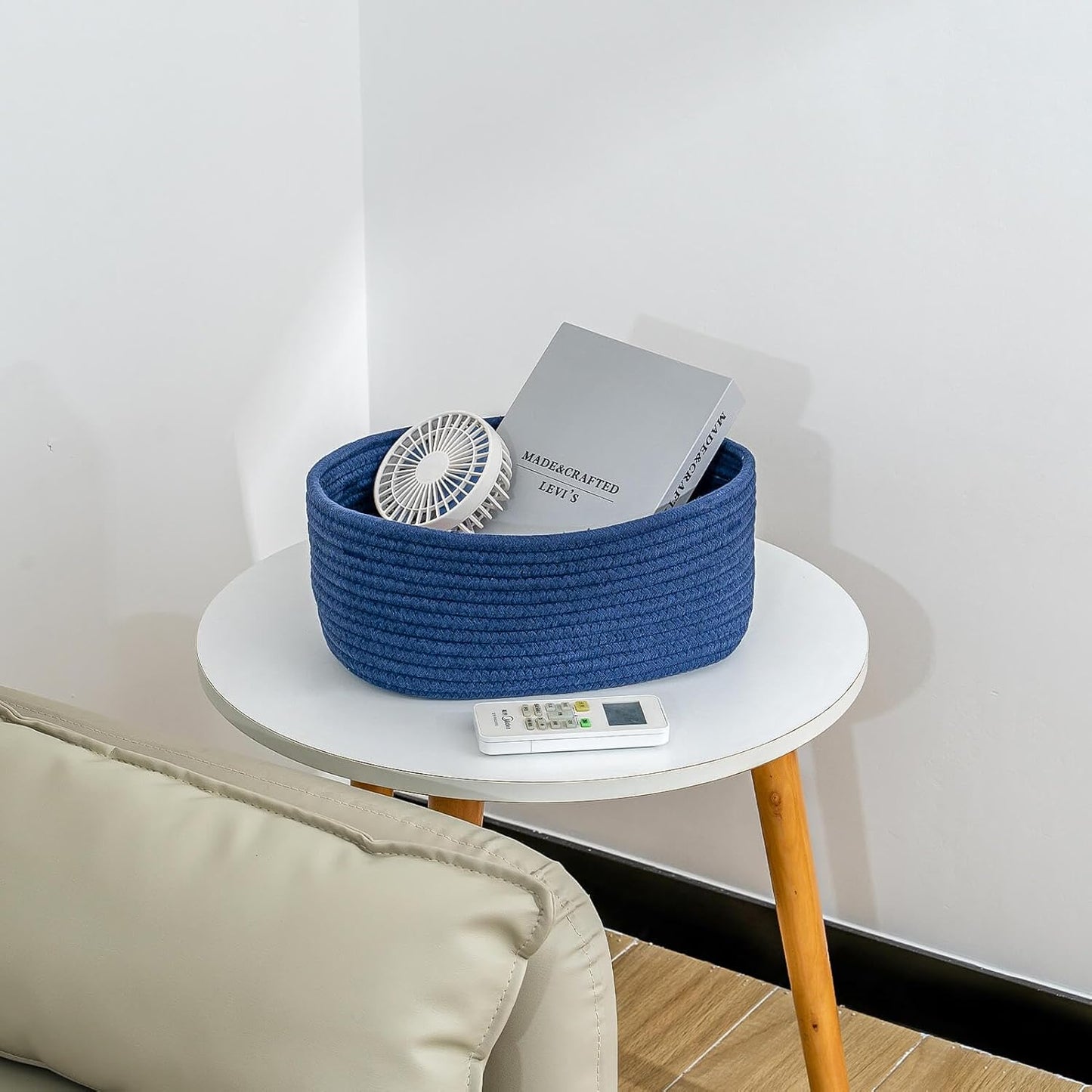 CubesLand Storage Basket, Cotton Rope, Navy Blue, 2 Pack, Organizing/Storage, Closet, Shelves, Decorative