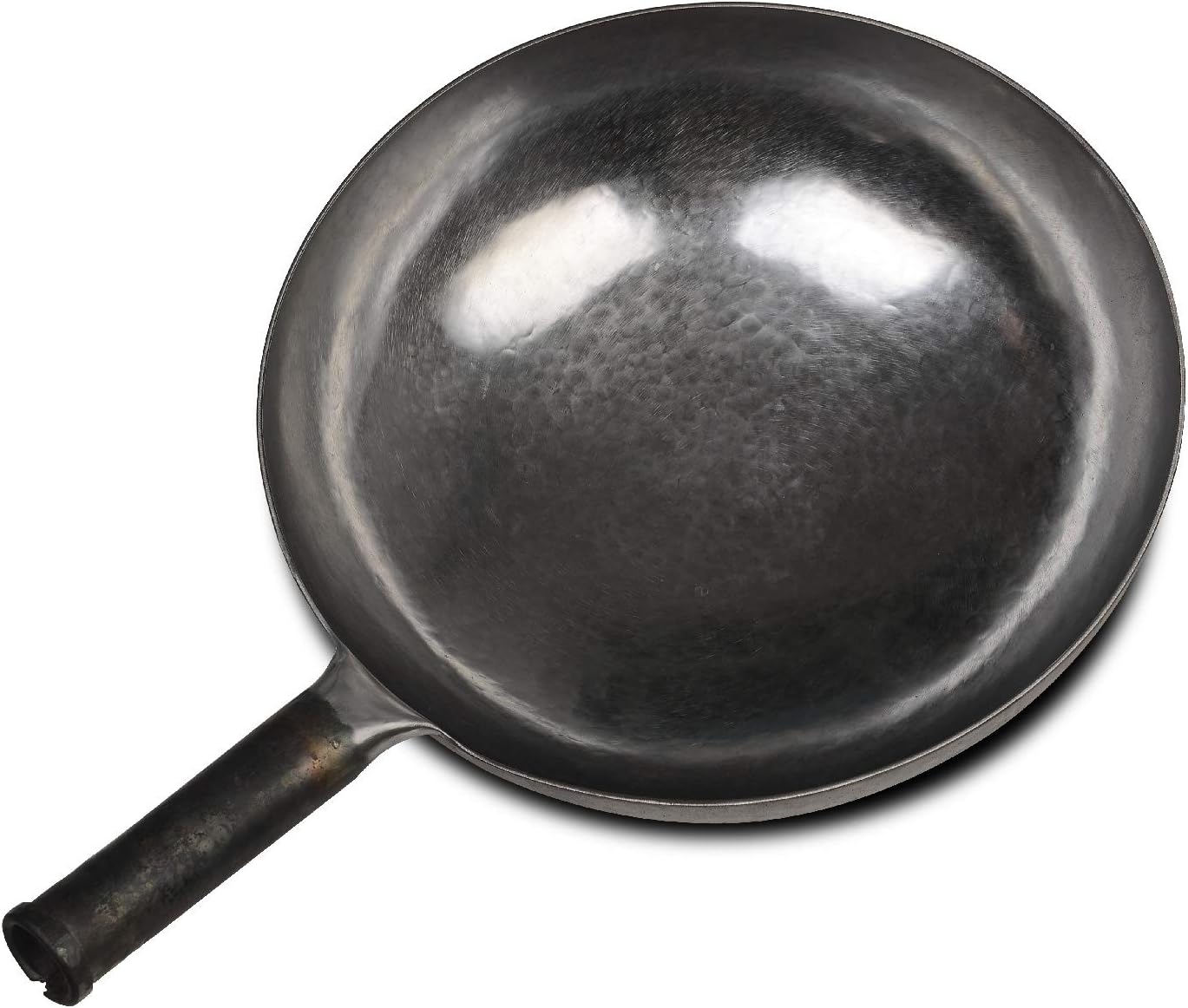 臻三环 ZhenSanHuan Chinese Hand Hammered Iron Woks and Stir Fry Pans, Non-stick, No Coating, Carbon Steel Pow (30CM, Silver-Not Seasoned)