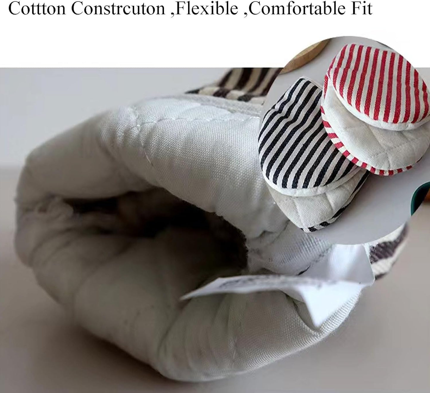 1 Pair Mini Oven Mitts,High Heat Resistant Oven Gloves,Kitchen Short Oven Mit with Hanging Loop for BBQ, Baking, Cooking and Grilling, (Balck)