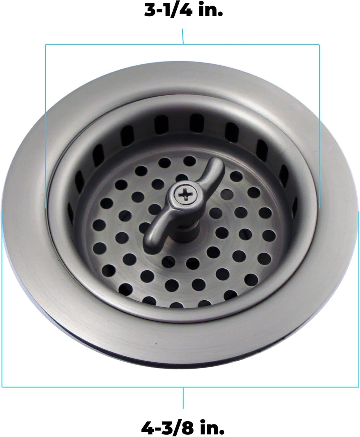 Mr. Scrappy 3.5" Sink Drain Assembly with Twist Lock Basket Strainer, Solid Brass, Brushed Nickel
