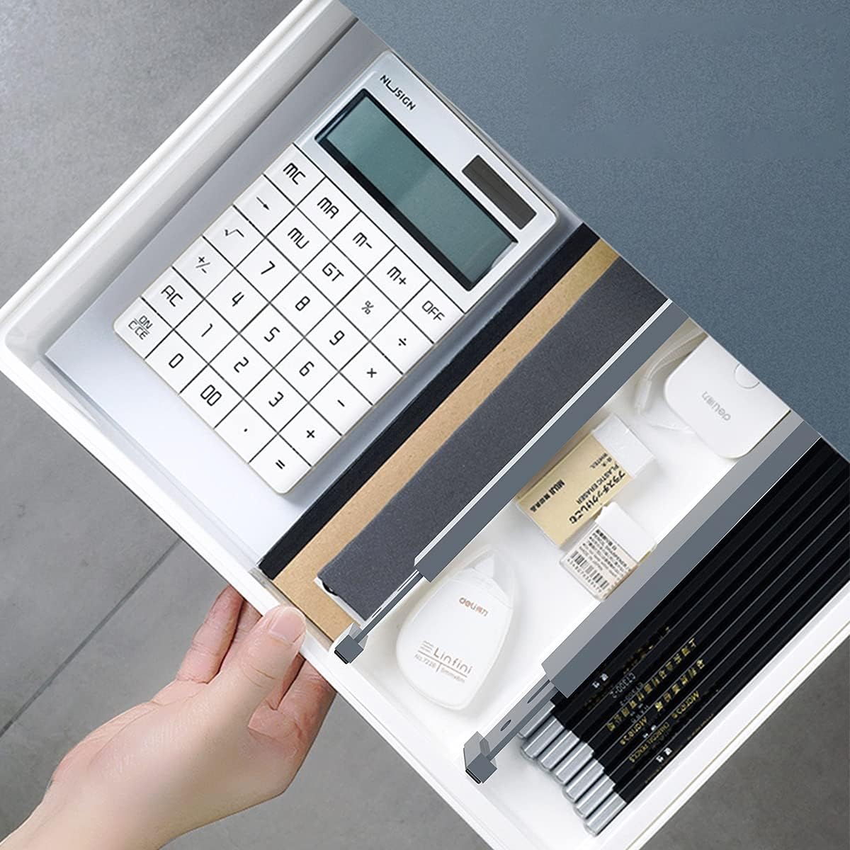 ANTOWIN Bamboo Drawer Dividers Organizers, Expandable Drawer Separators Splitter,17-22 inches Long Adjustable Spring-loaded Organizer for Large Utensil, Clothes, Tools Drawers (Grey)