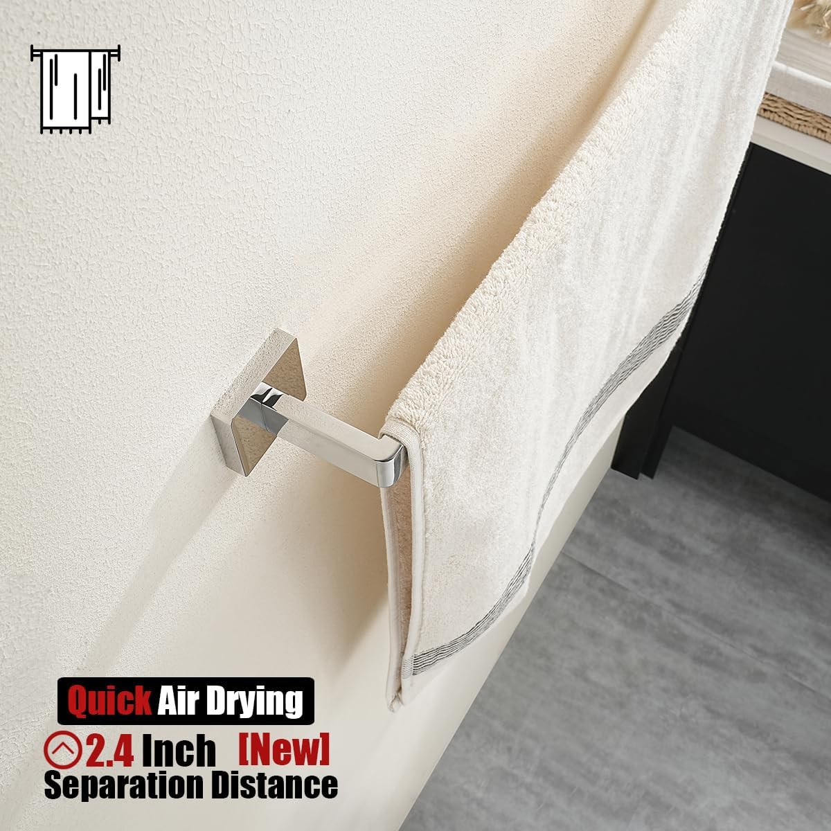 JQK Polished Towel Bar, Rounded Edges 32.41 Inch Towel Rack, 304 Stainless Steel Bathroom Wall Mount, Useable Length 30 Inch, TB250L30-CH