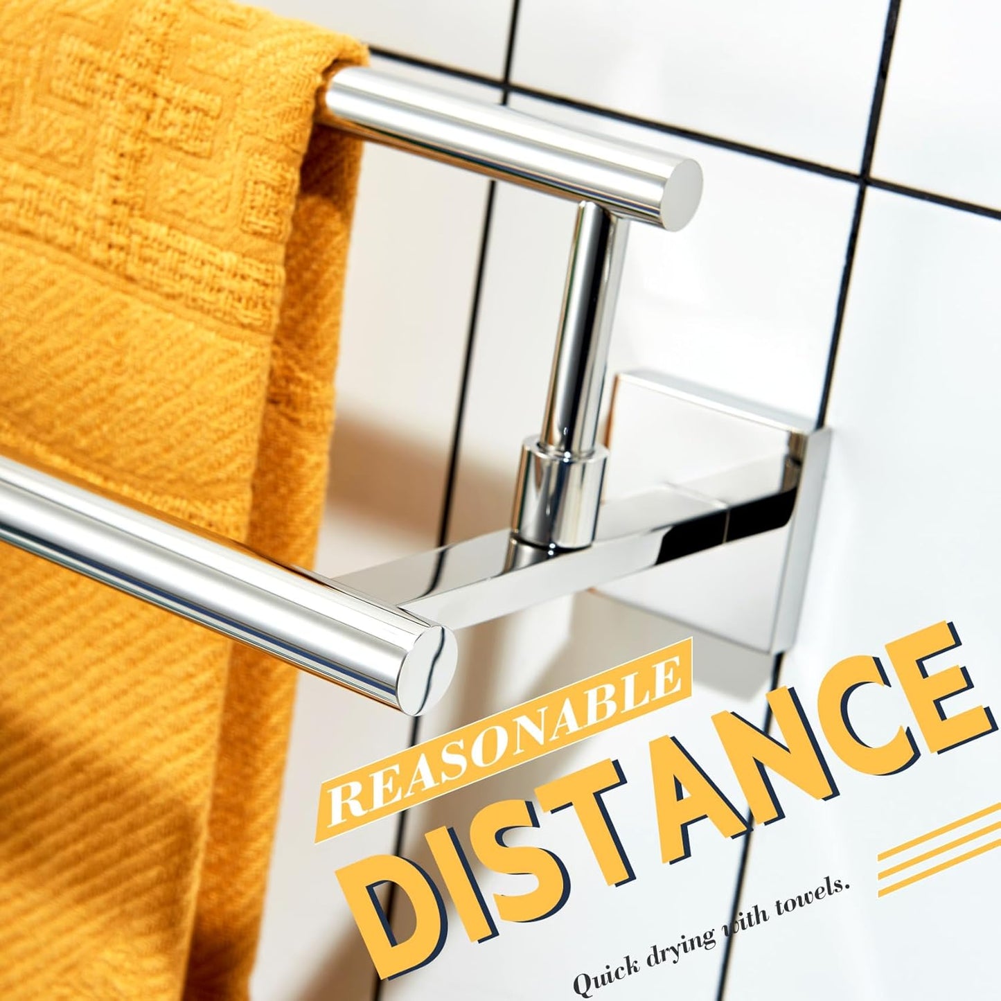 KOKOSIRI Towel Holder Polished Chrome 36 Inch Bathroom Double Bath Towel Bars Kitchen Rack Wall Mounted Stainless Steel B5009CH-L36