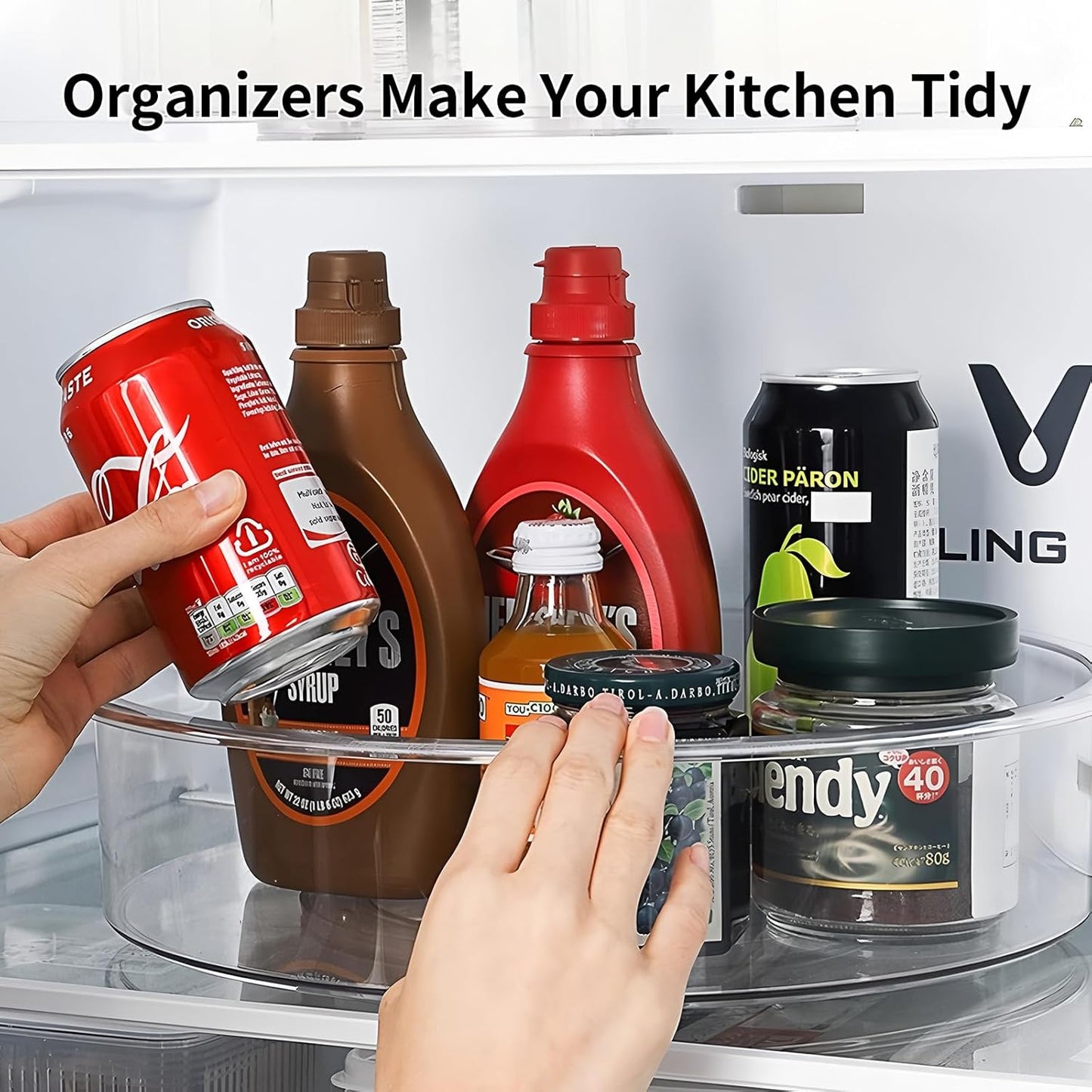 4 Pack Lazy Susan, 11.5 Inch Lazy Susan Organizer, 360 Degree Swivel, for Kitchen, Pantry, Refrigerator, Bathroom and Vanity Countertops (Clear) (4P-11.5 Inch)