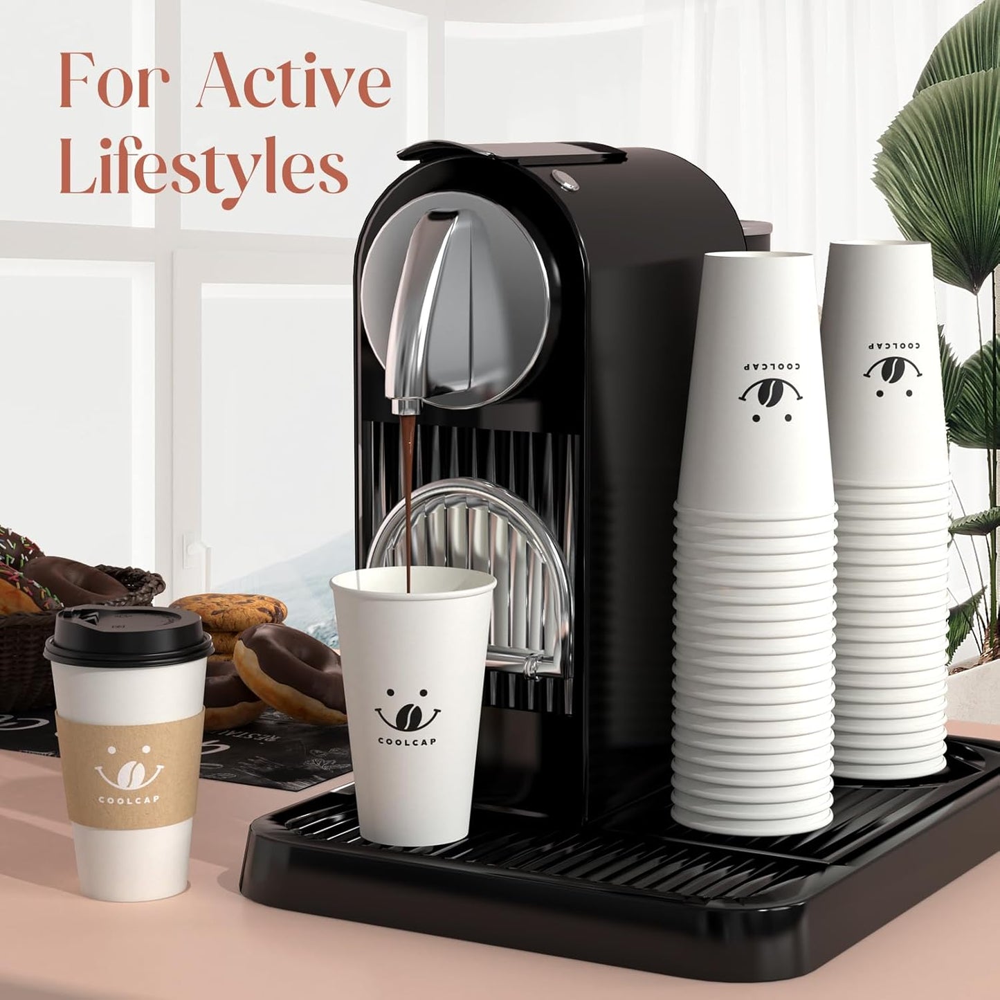 Coffee Cups with Lids and Sleeves, 16 oz 50 pack To Go Cups with Lids, Paper Hot Coffee Cups for Hot & Cold Beverage (White, 16 oz)