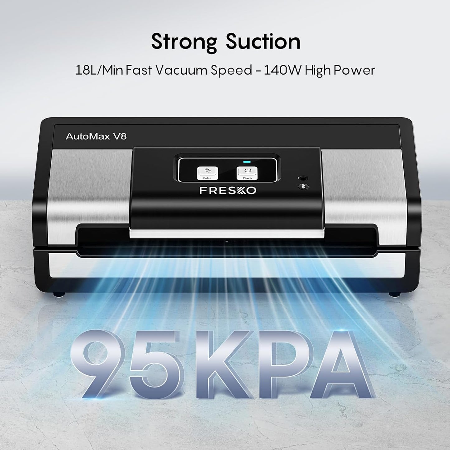 Automatic Vacuum Sealer, Powerful Food Vacuum Sealer Machine, Auto Dry-Wet Detection | Bag Cutter | 2 Rolls Bags | Effortless Operation, Black