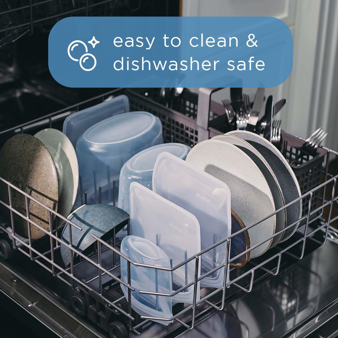 Stasher Premium Silicone Reusable Food Storage Stand-Up Mini Bag, Aqua, Microwave, Sous Vide, Dishwasher, Oven and Freezer Safe, BPA Free, Leak-free, Eco-friendly, 28 Oz (Pack of 2)