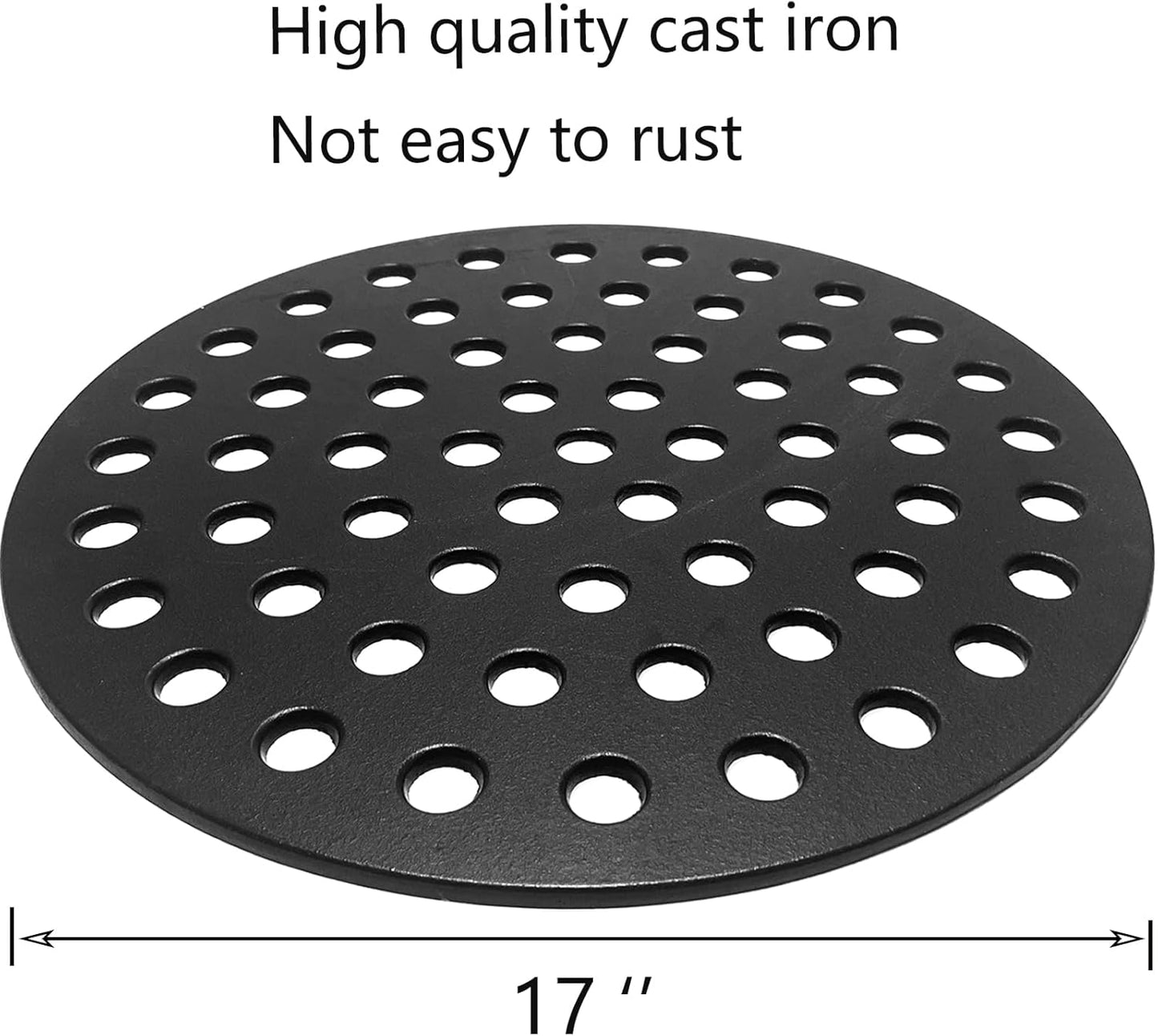 7441 Round 17" Cast Iron Fire Grate, Charcoal Grates Bottom Plate Replacement Parts for Weber 22" Kettle, One-Touch, Master Touch, Bar-B-Kettle, Performer，Big Green Egg XL Charcoal Grill