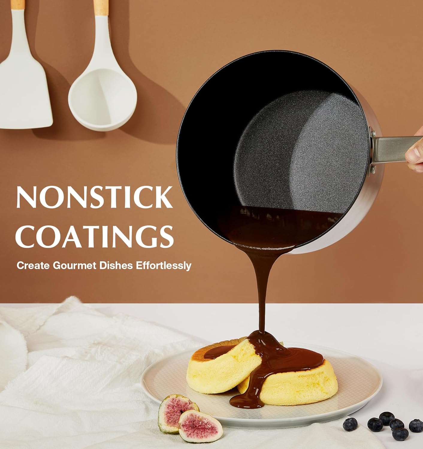 KOCH SYSTEME CS Stainless Steel Saucepan Set, 1 Quart & 2 Quart Sauce Pan Sets with Nonstick Coating, Stainless Steel Pot Set, Induction Steel Pots, Easy to Clean, Oven Safe