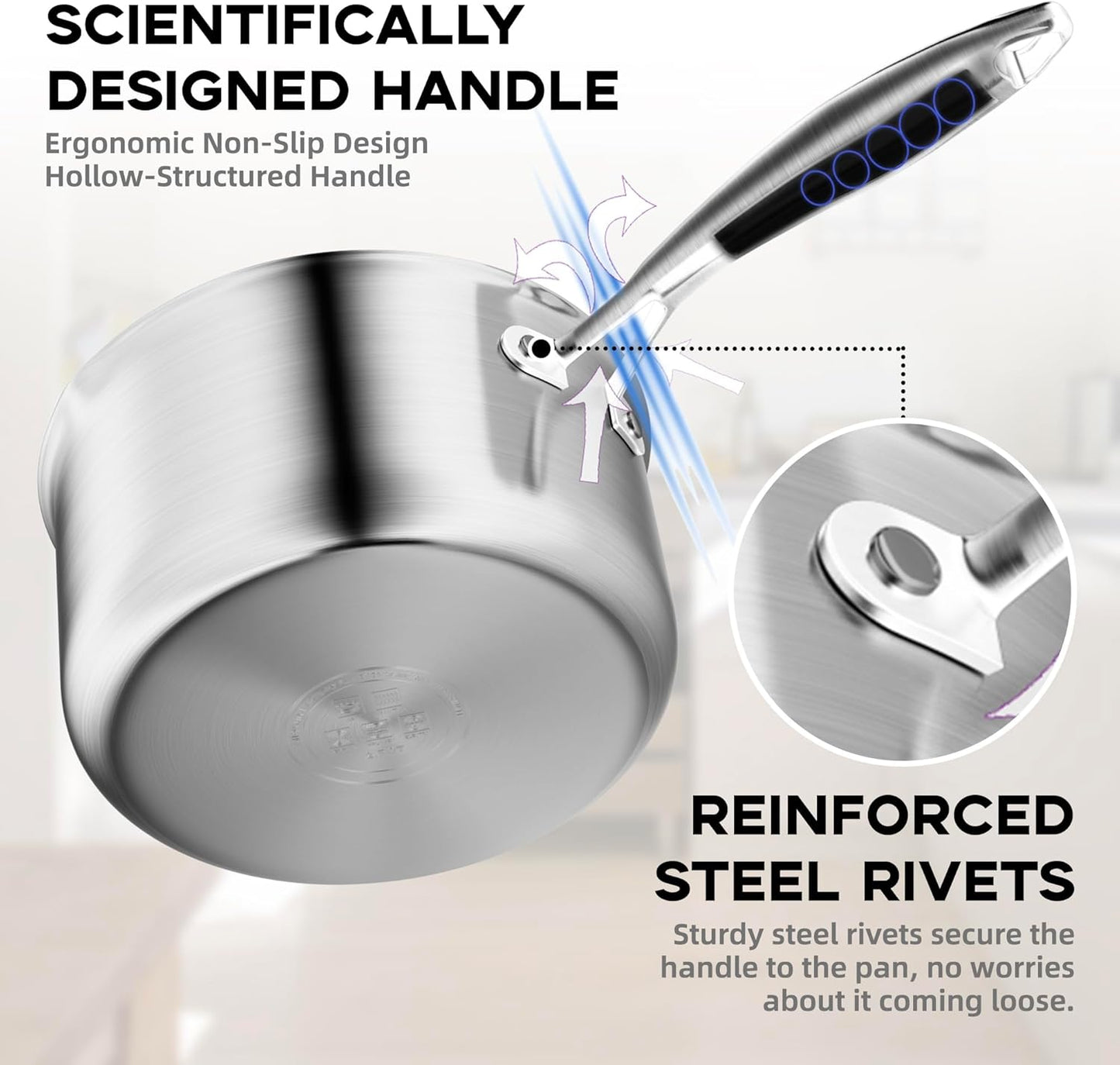 Leetaltree 1.5 Quart Stainless Steel Saucepan with Steamer Basket, Tri-ply Construction, Versatile Sauce Pan with Double-sized Drainage Lid - Perfect for Cooking Gravies. Pasta, Vegetable and More