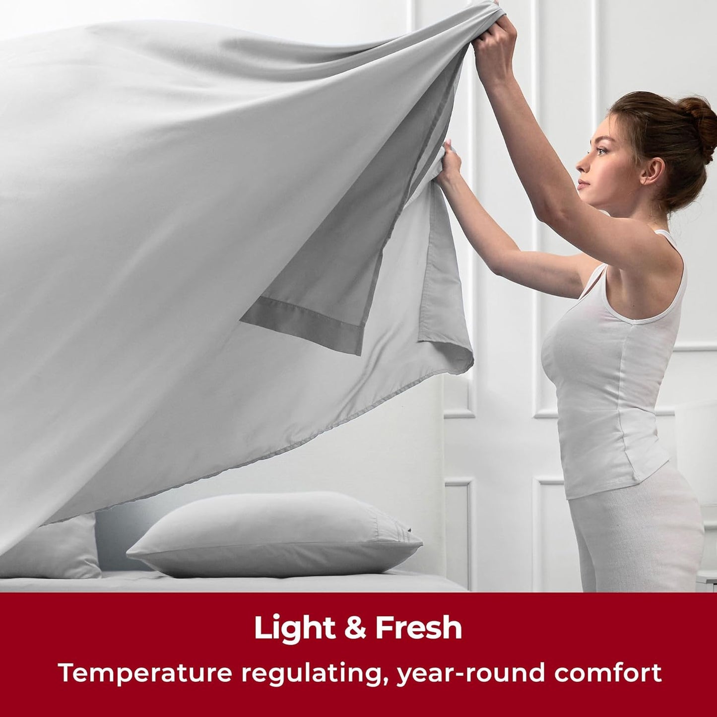 Mellanni Twin XL Sheets Set - 3 PC Iconic Collection Bedding - Hotel Luxury, Extra Soft, Cooling Bed Sheets - Wrinkle, Fade, Stain Resistant (Twin Extra Long, Light Gray)