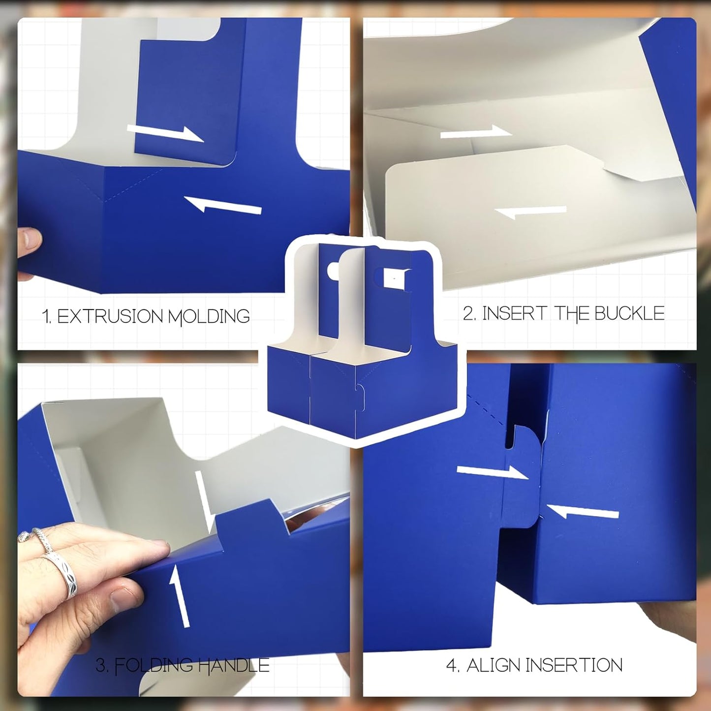 2 Cup Disposable Drink Carrier for Delivery with Handle,15 Count Blue Paperboard Cup Holder,Cup Carriers for Hot or Cold Drinks,Coffee Carrier, Food Delivery,Take Out Cup Carriers (Blue, 15 PCs)