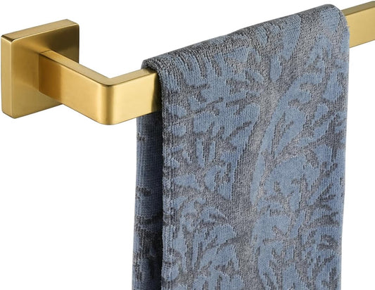 JQK Gold Towel Bar, Rounded Edges 29.41 Inch Towel Rack, 304 Stainless Steel Bathroom Wall Mount, Useable Length 27 Inch, TB250L27-BG