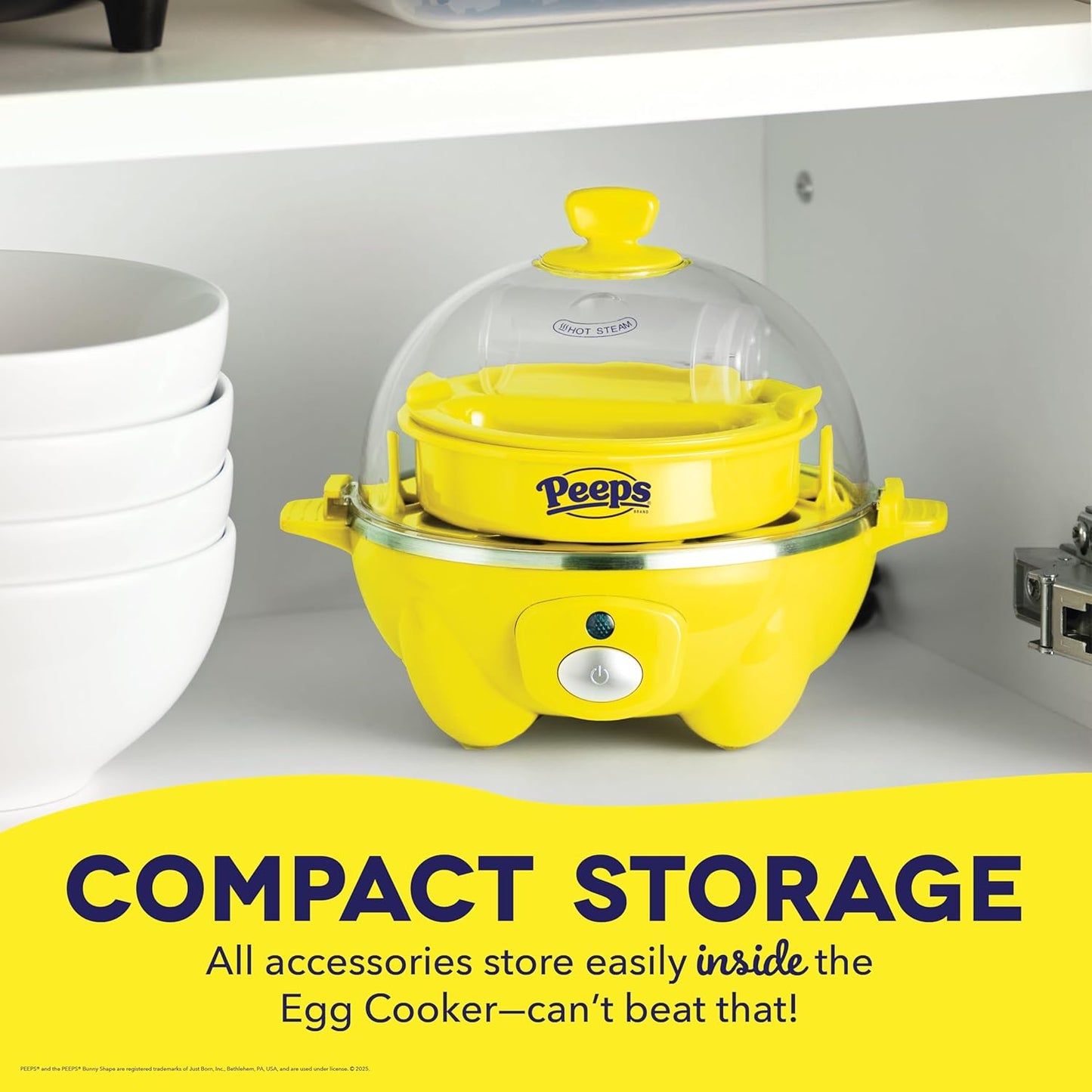 PEEPS x Dash Chick Rapid Egg Cooker: 7 Egg Capacity Electric Egg Cooker for Hard Boiled Eggs, Poached Eggs, Scrambled Eggs, or Omelets with Auto Shut off Feature - Yellow