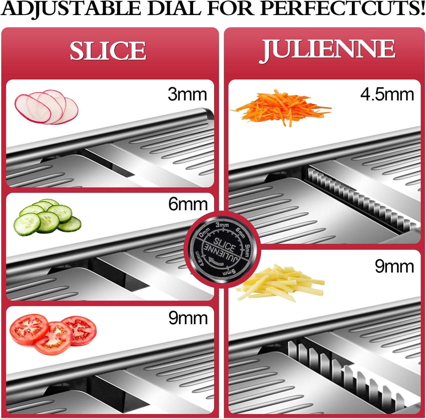 Mandoline Slicer,Masthome Mandoline Food Slicer for Kitchen,Adjustable Mandolin Food Slicer, Potato Cutter,Vegetable Cutter,Onion Mandalins,French Fry Cutter Julienne Slicer-Send Cut Resistant Gloves