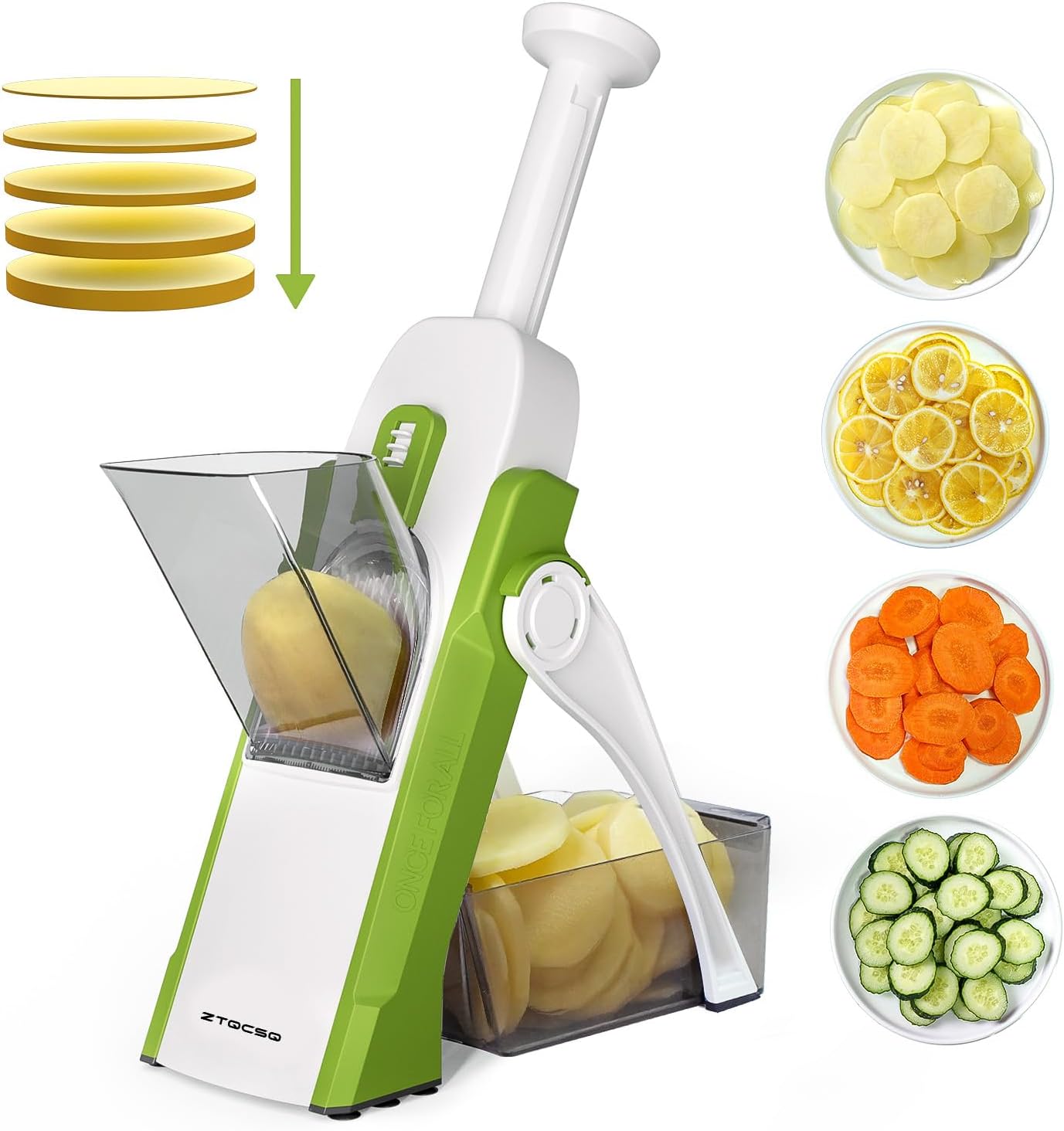 Safe Mandoline Slicer for Kitchen, Vegetable & Food Cutter & Thickness Adjustable 0.1-8 mm. Easy to Clean, Storage, Kitchen Faster Slice Artifact (Only Slice) (Green)