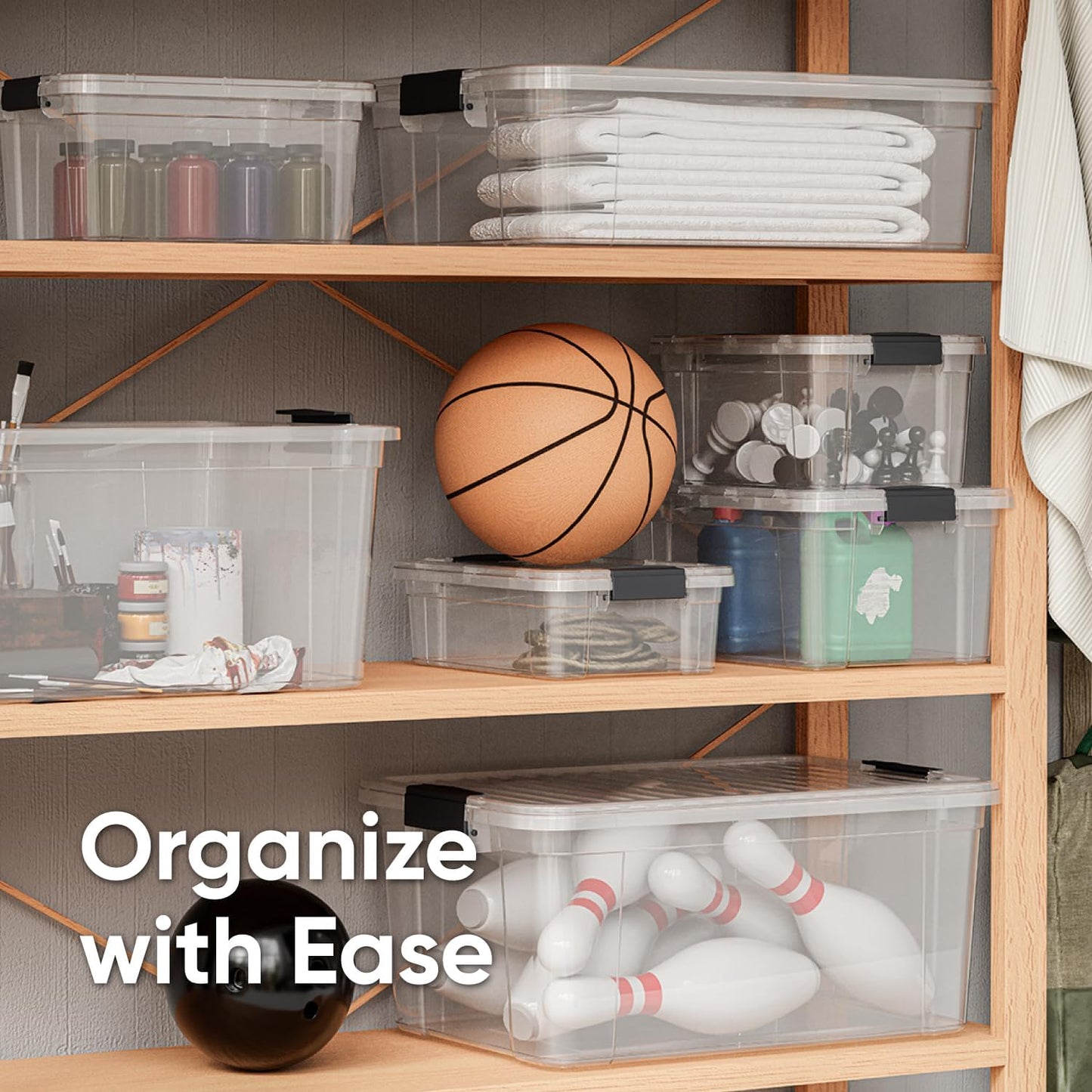 Superio Clear Storage Boxes with Lids, 2.5 Quart Plastic Container Bins for Organizing, Stackable Crates, BPA Free, Non Toxic, Odor Free, Organizers for Home, Office, School, and Dorm